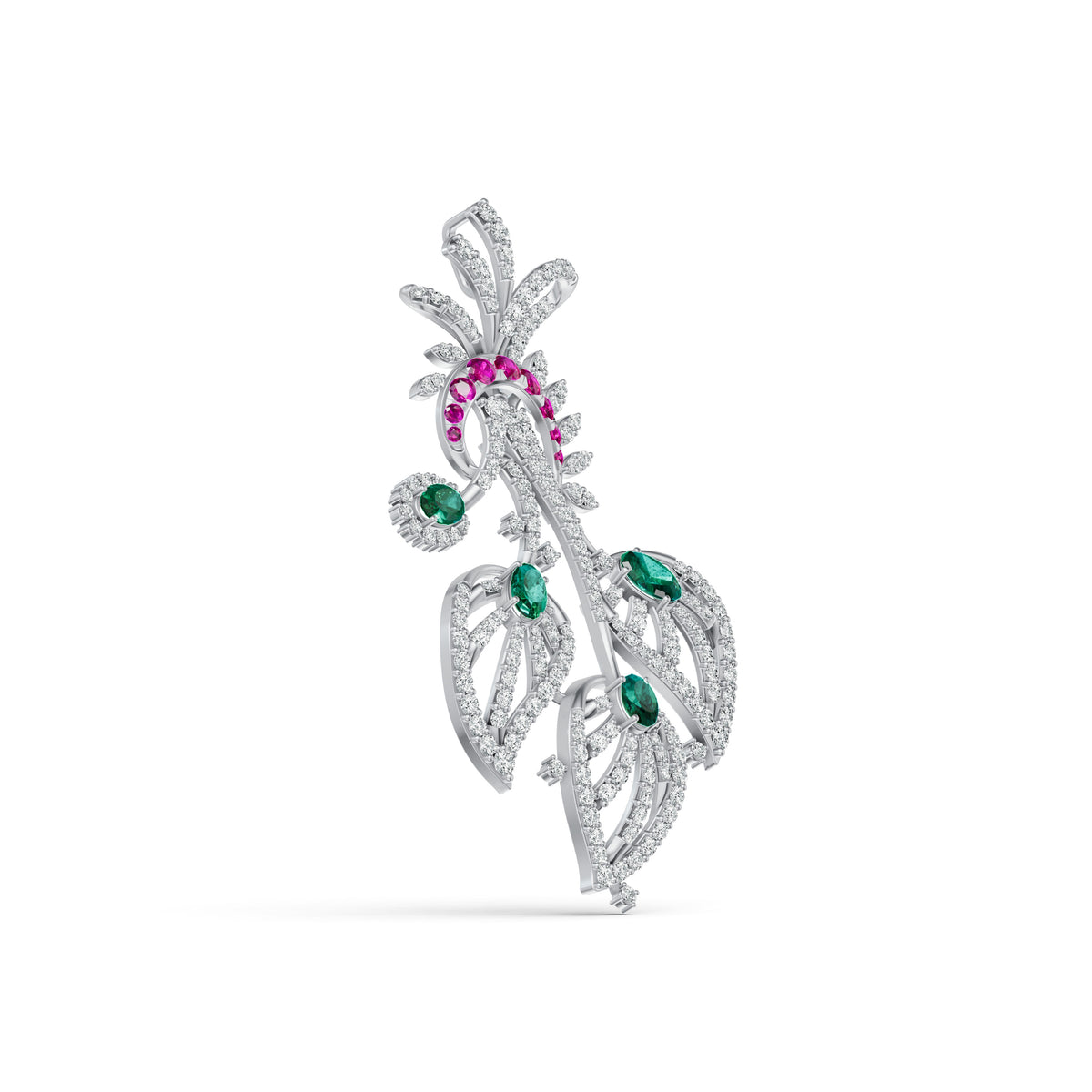 Royal Peacock Feather Diamond Pendant