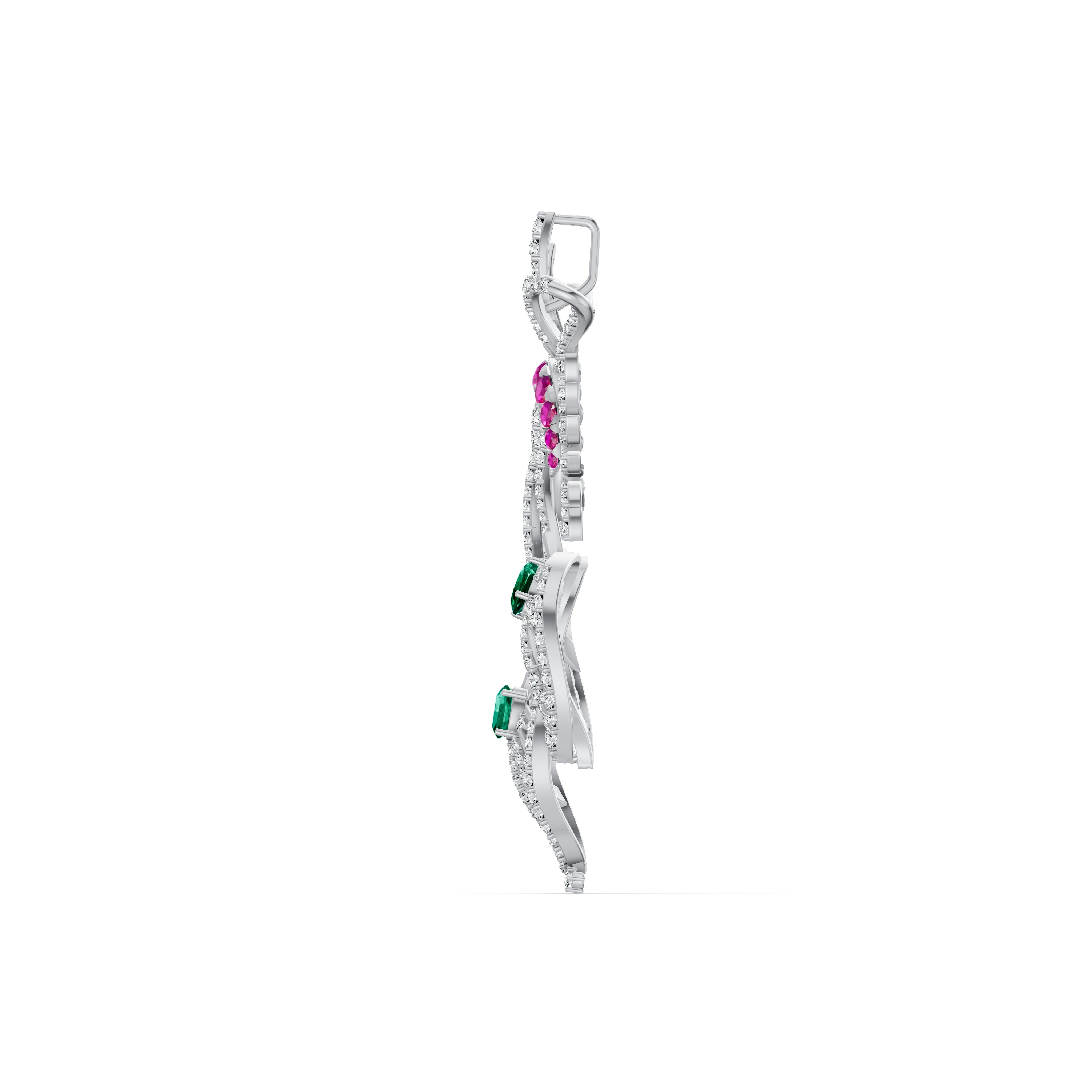 Royal Peacock Feather Diamond Pendant