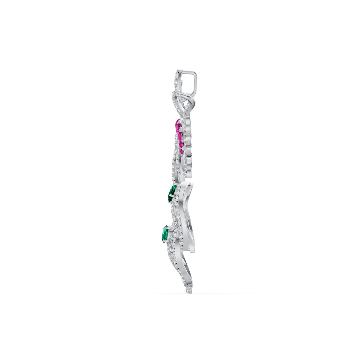 Royal Peacock Feather Diamond Pendant