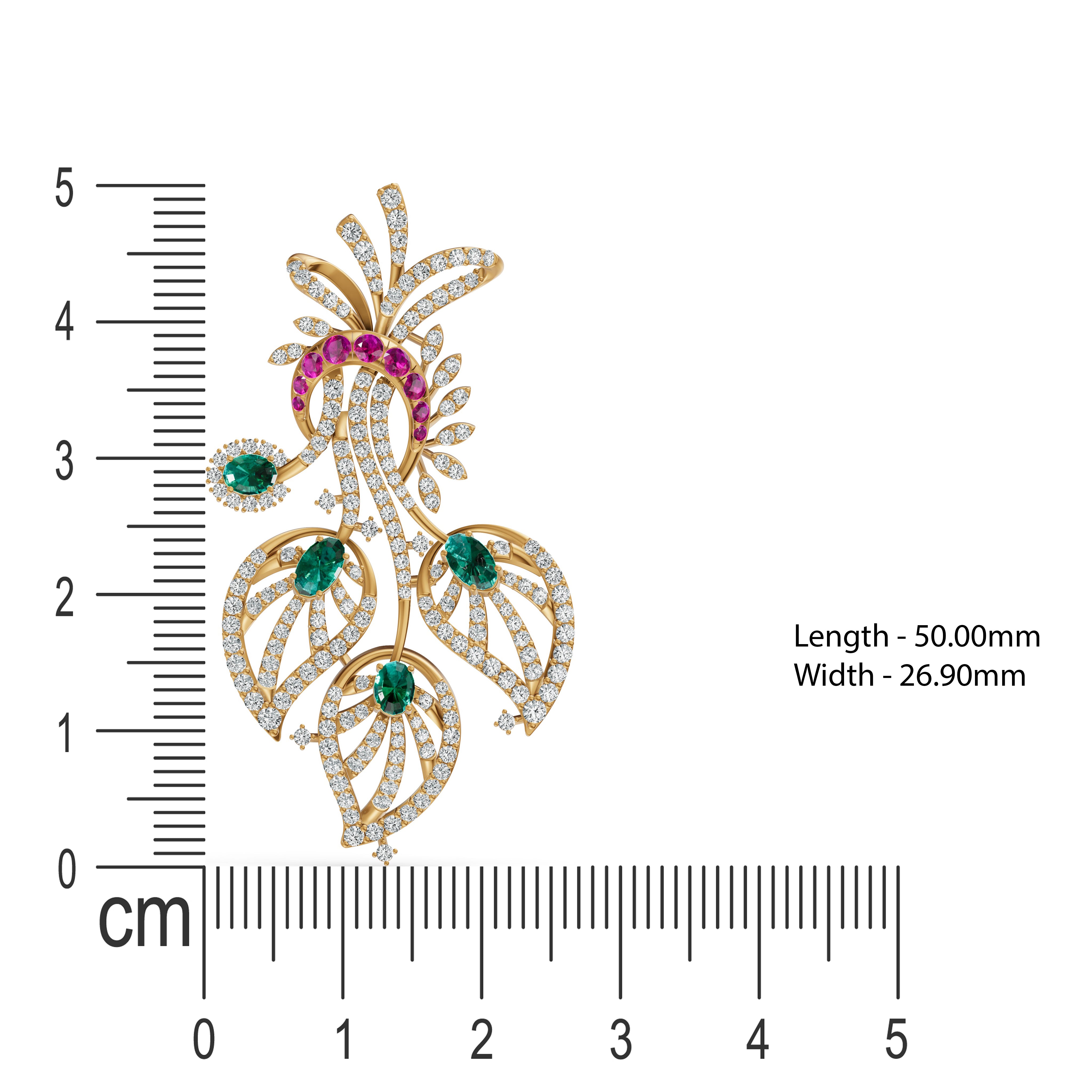 Royal Peacock Feather Diamond Pendant