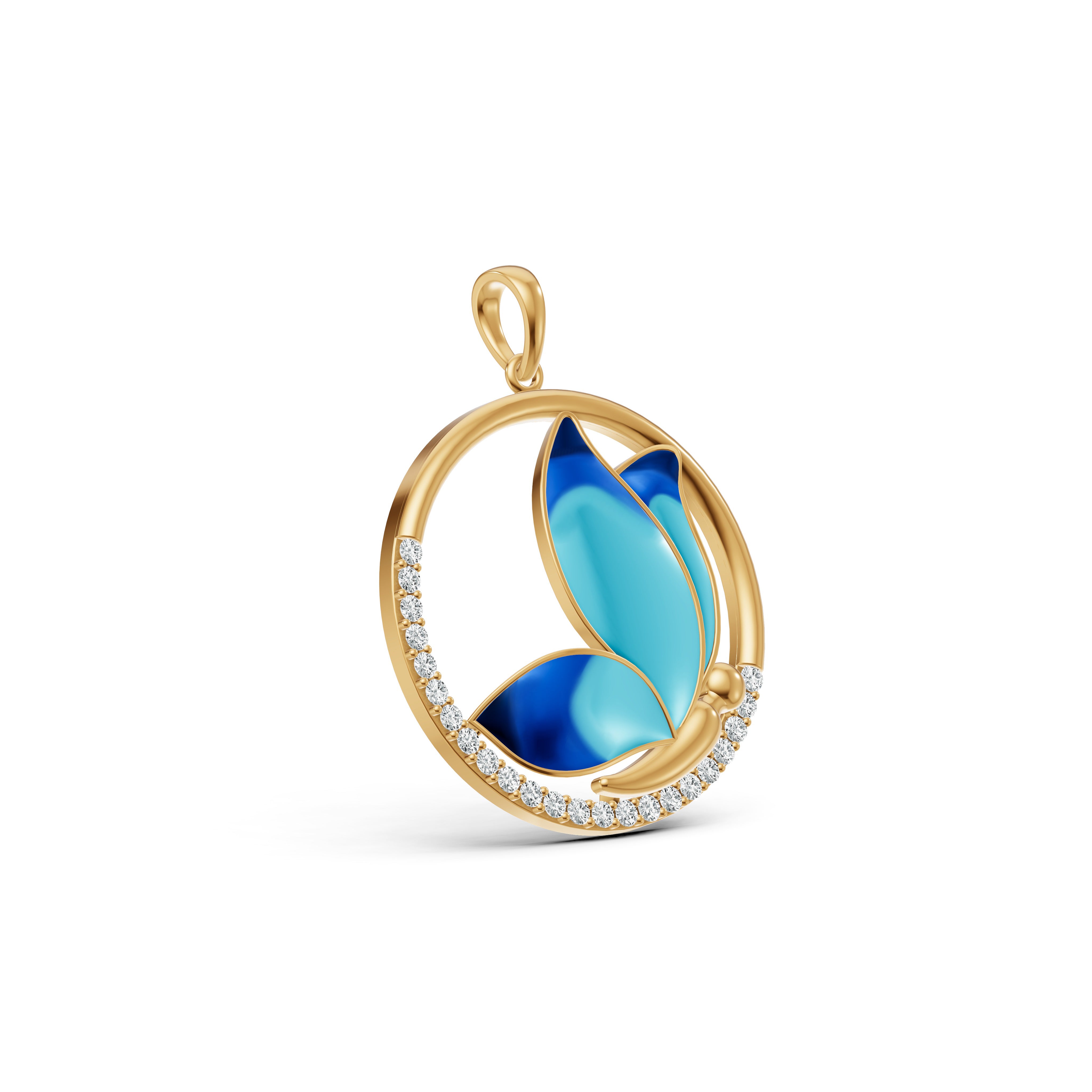 Azure Butterfly Diamond Pendant