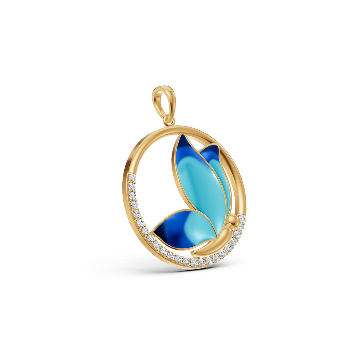 Azure Butterfly Diamond Pendant