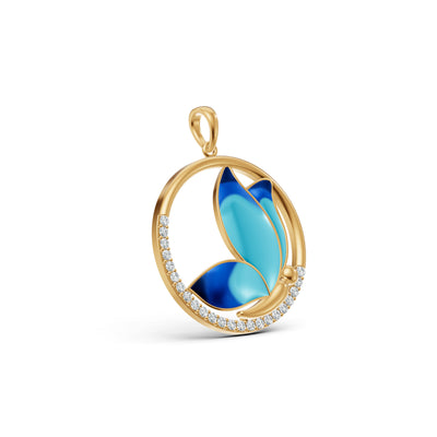 Azure Butterfly Diamond Pendant