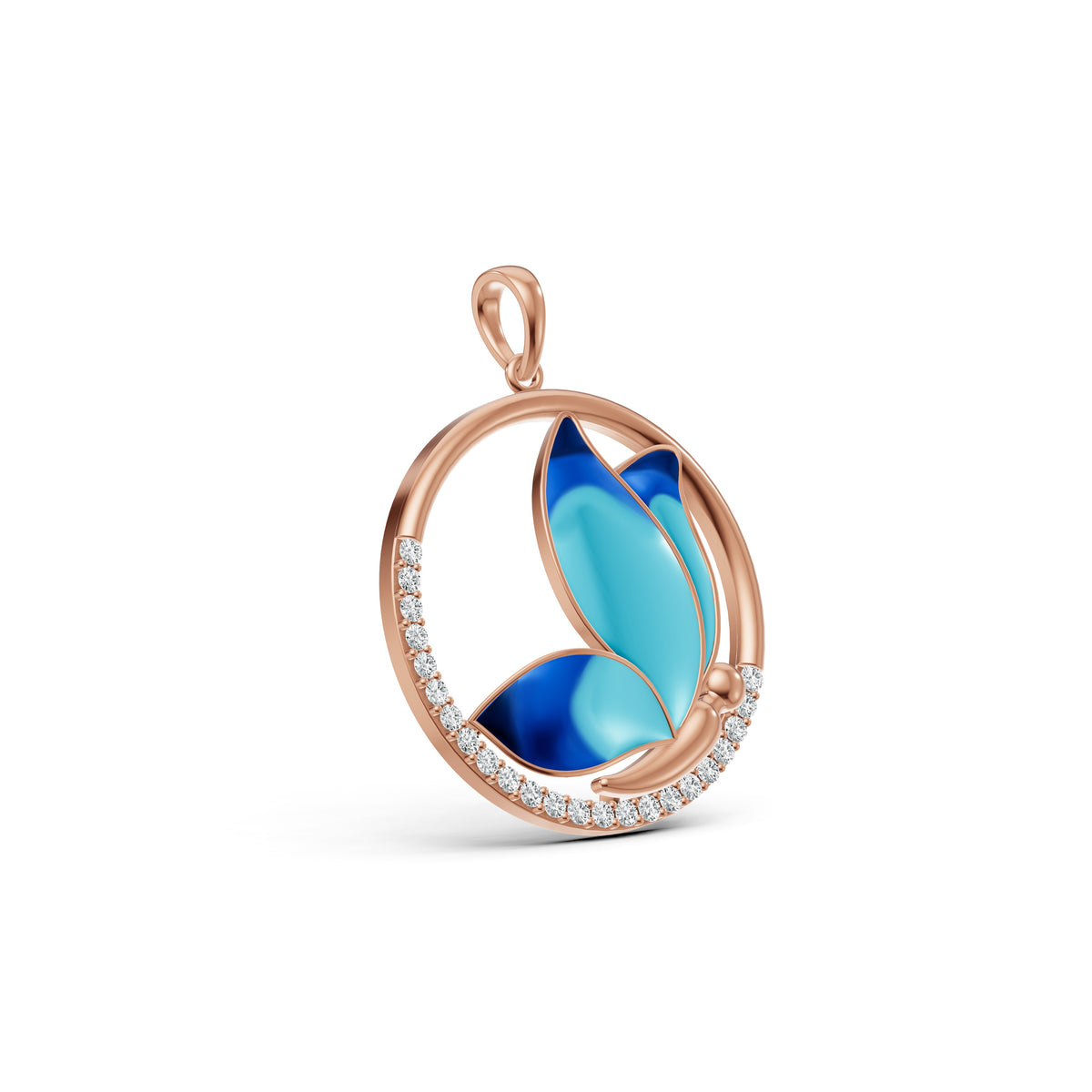 Azure Butterfly Diamond Pendant