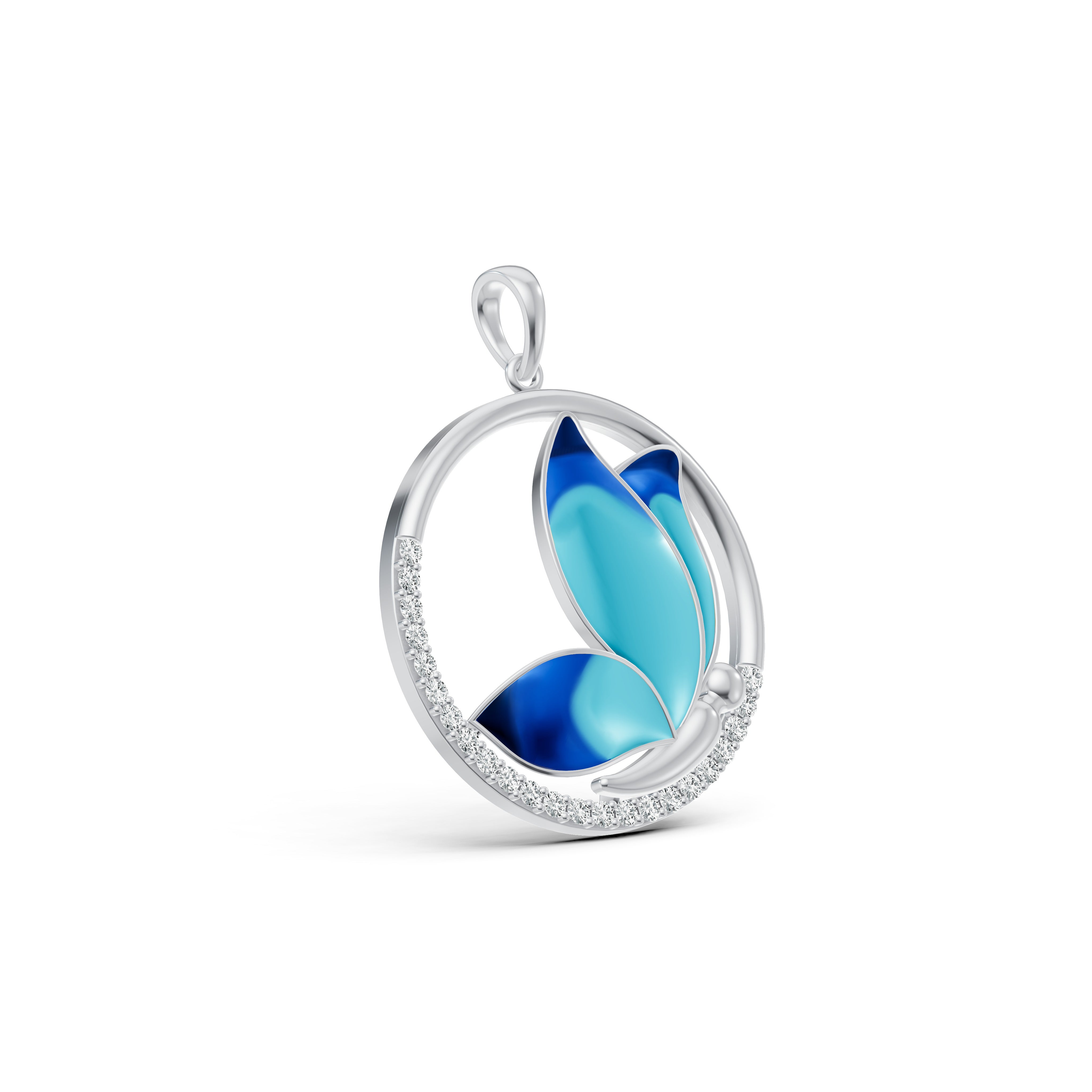 Azure Butterfly Diamond Pendant