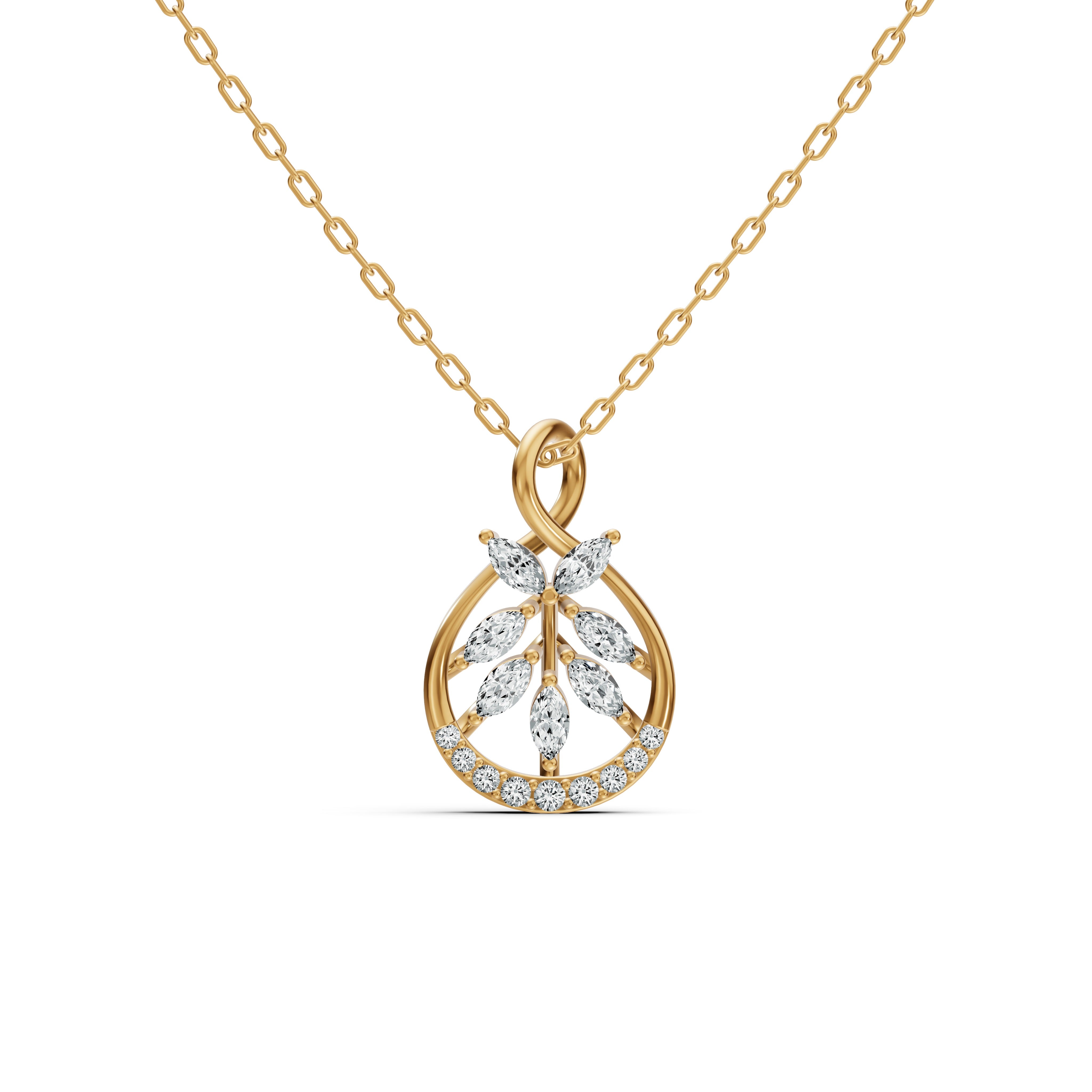 Leaf Cluster Diamond Pendant