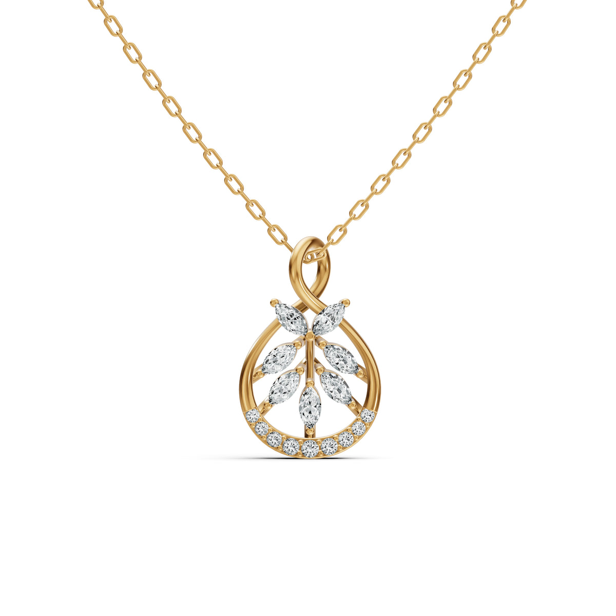 Leaf Cluster Diamond Pendant
