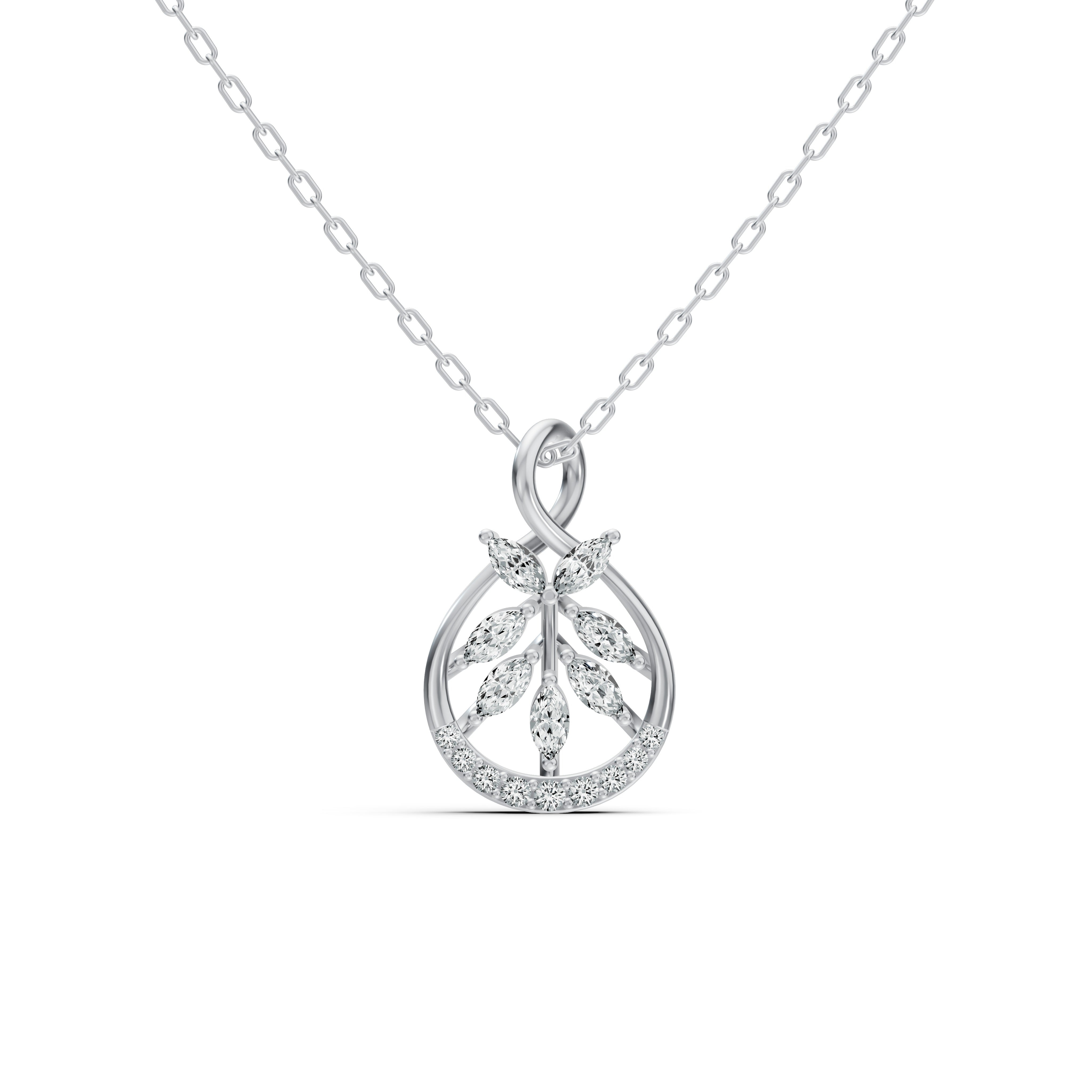 Leaf Cluster Diamond Pendant