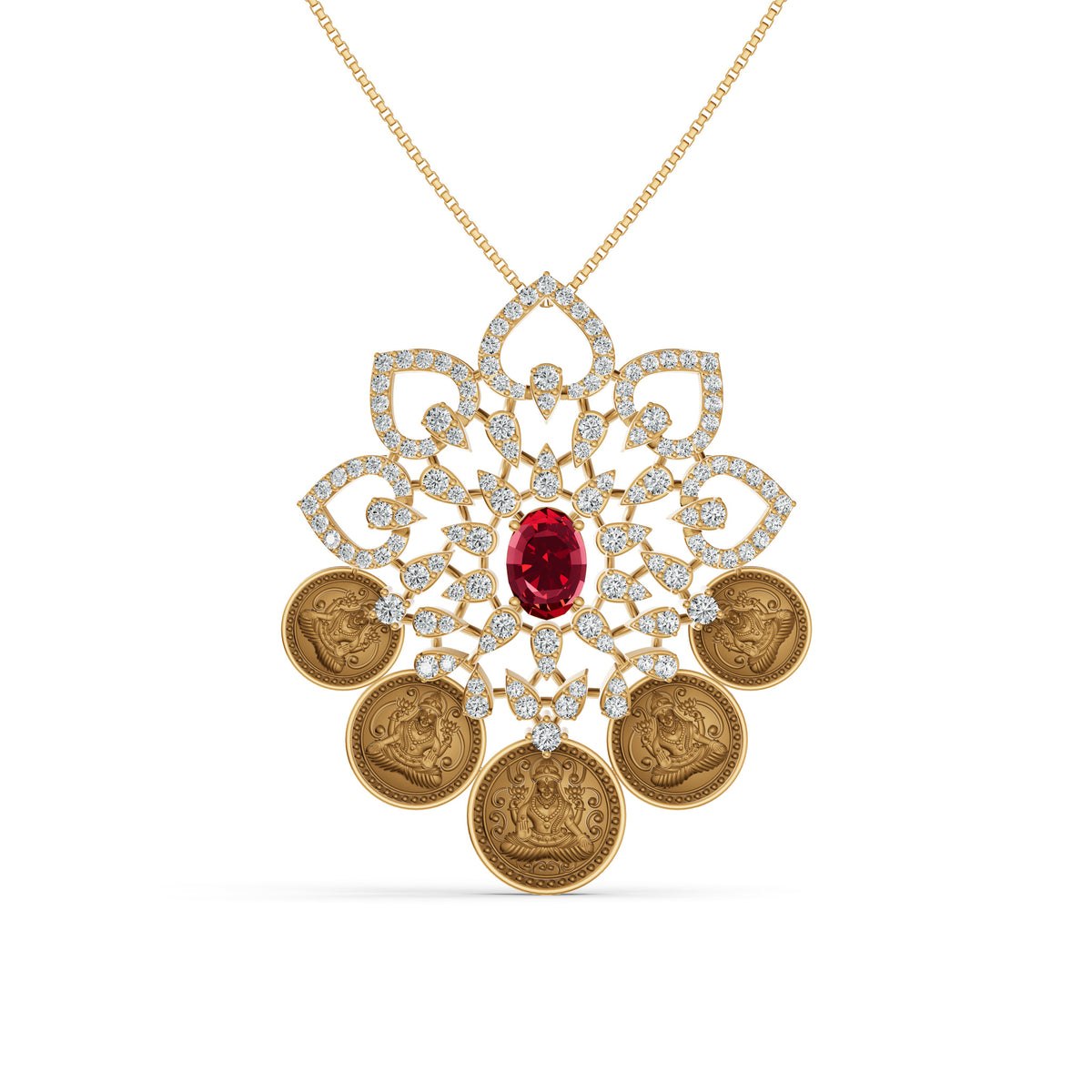Regal Lakshmi Coin Diamond Pendant