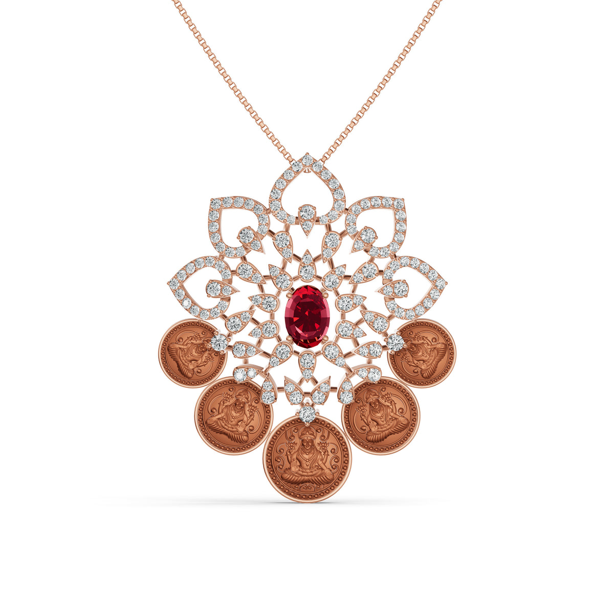 Regal Lakshmi Coin Diamond Pendant