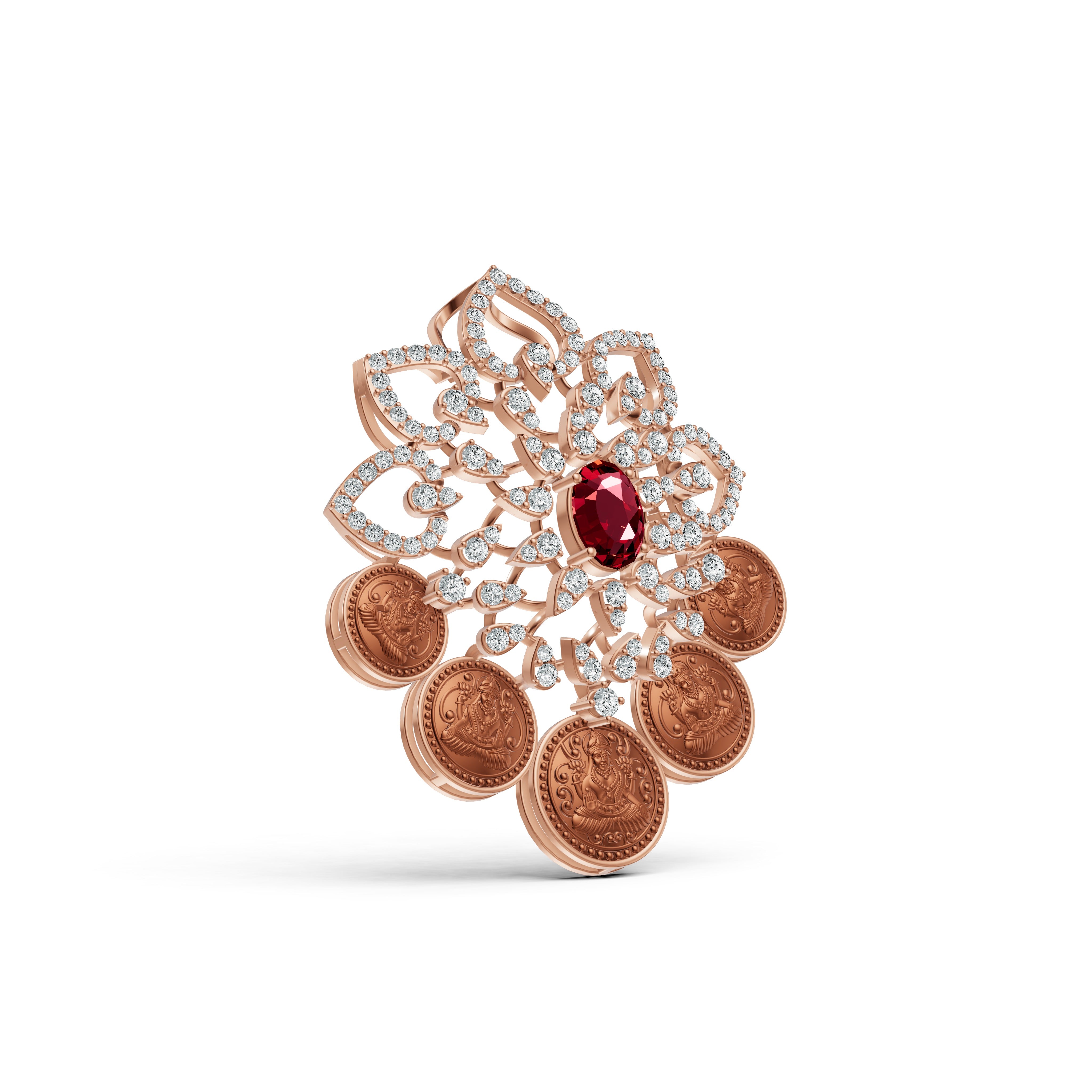 Regal Lakshmi Coin Diamond Pendant