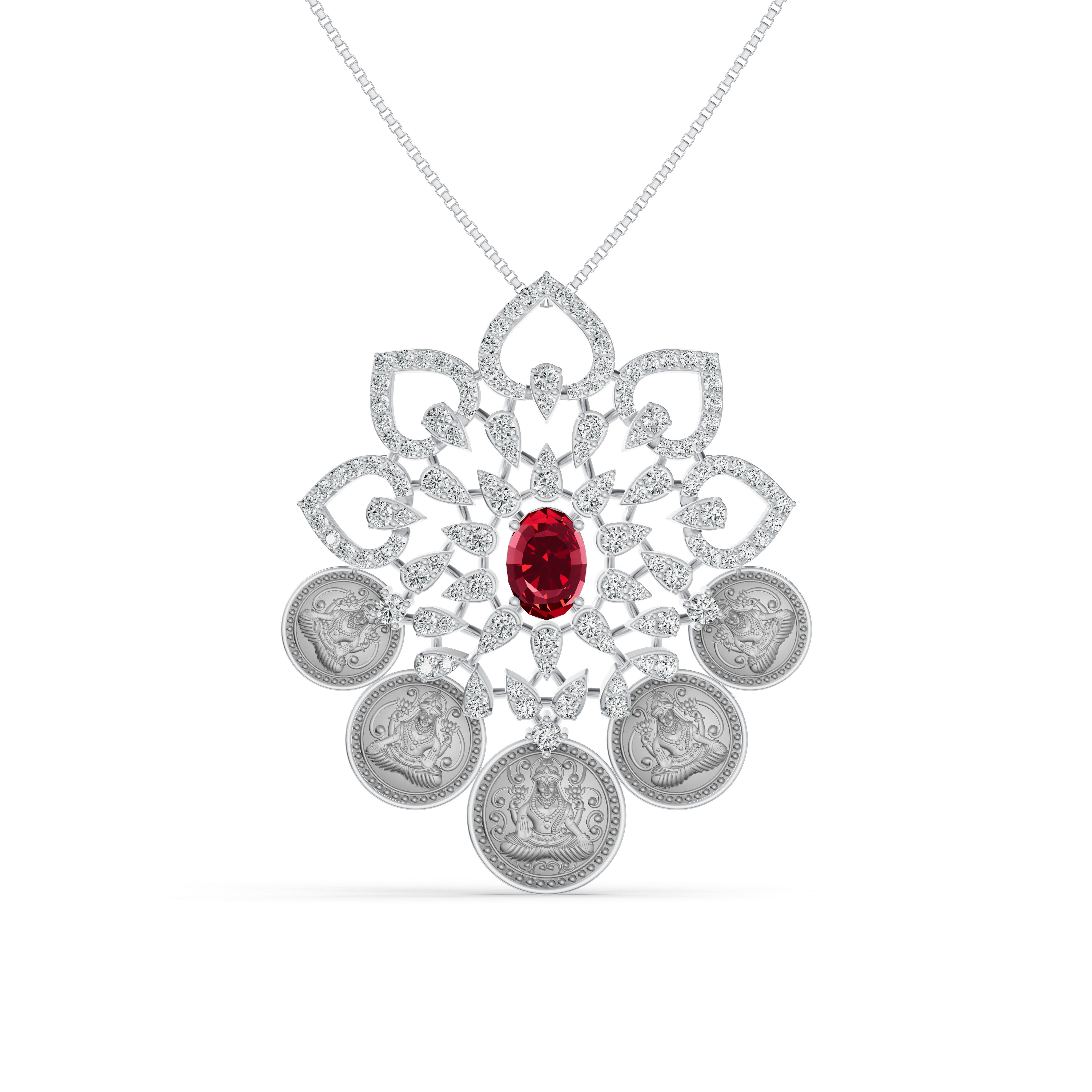 Regal Lakshmi Coin Diamond Pendant