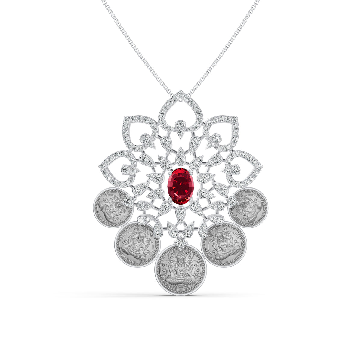 Regal Lakshmi Coin Diamond Pendant