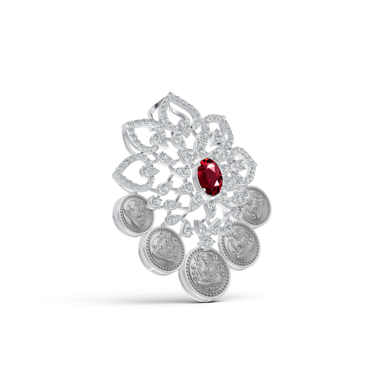 Regal Lakshmi Coin Diamond Pendant