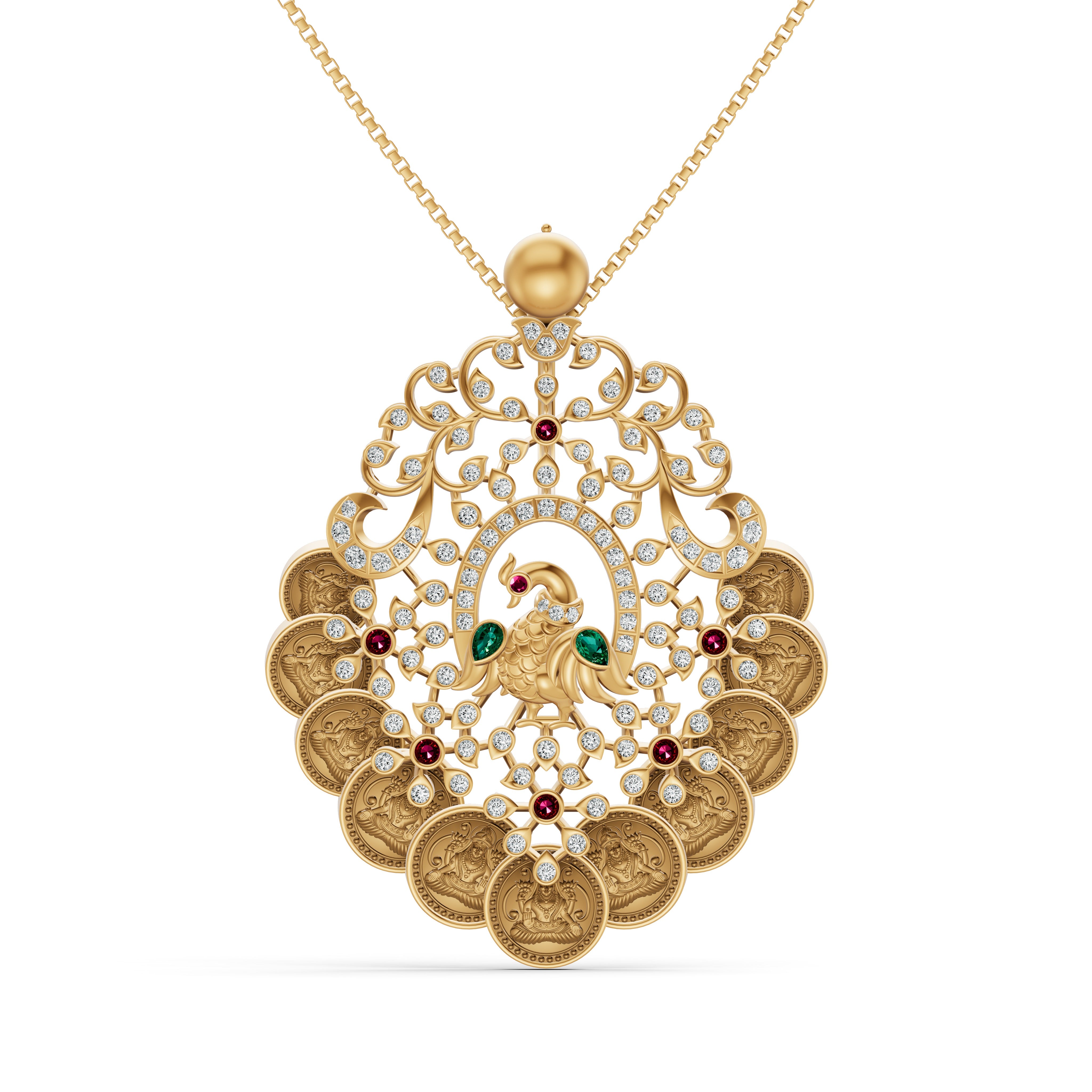 Heritage Peacock Kasu Pendant
