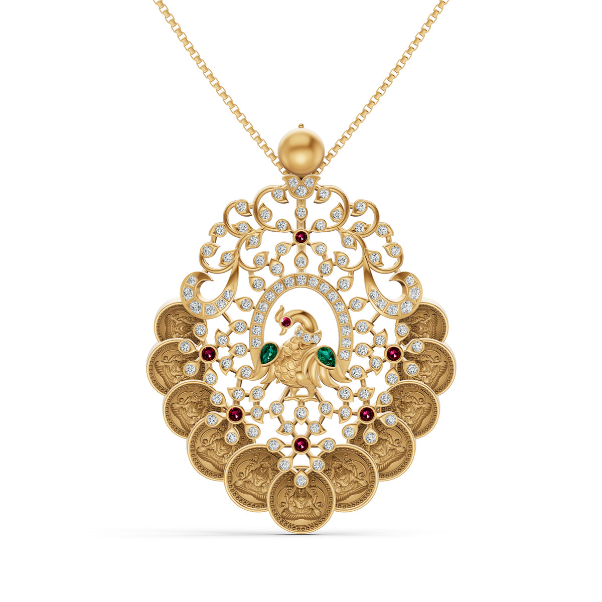 Heritage Peacock Kasu Pendant