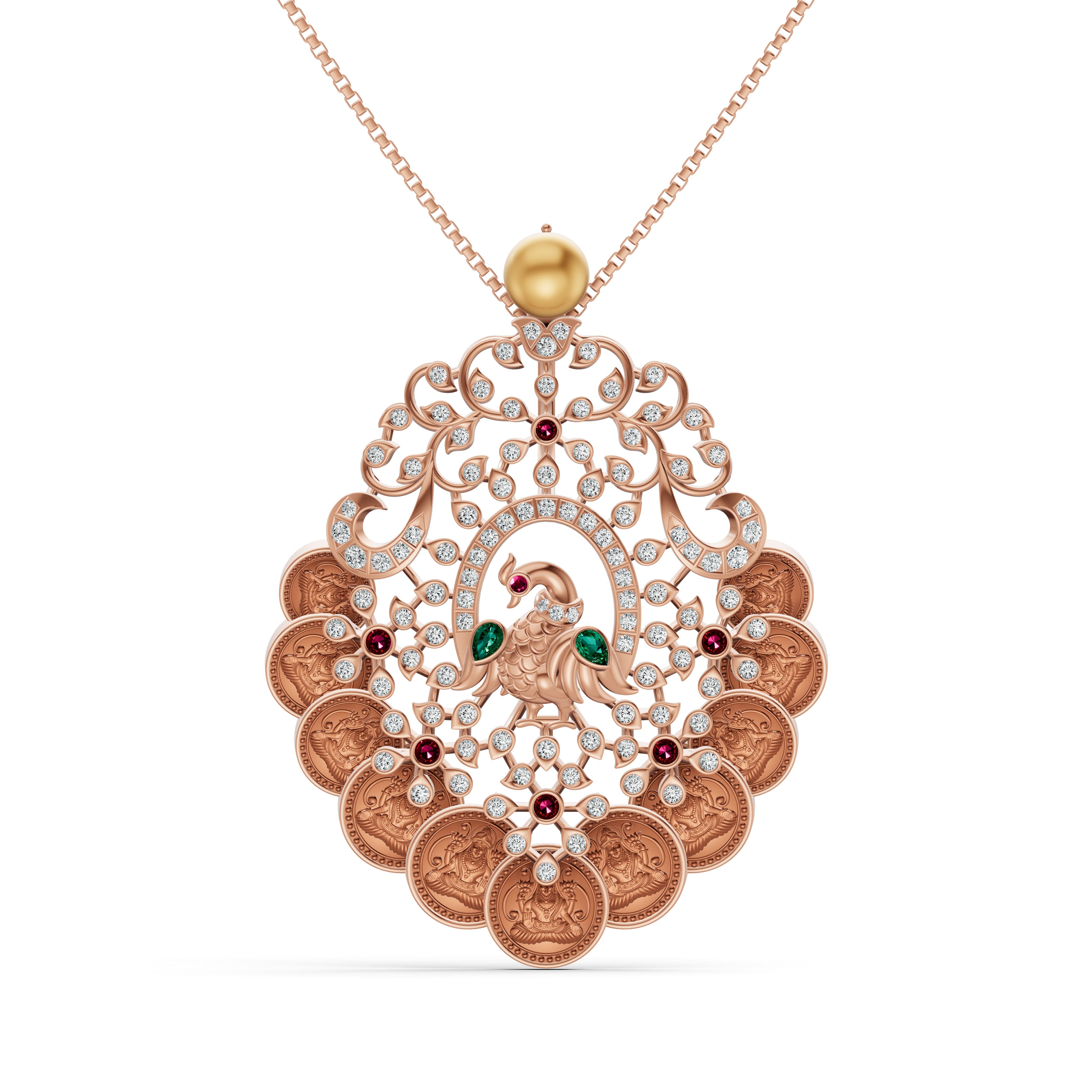 Heritage Peacock Kasu Pendant