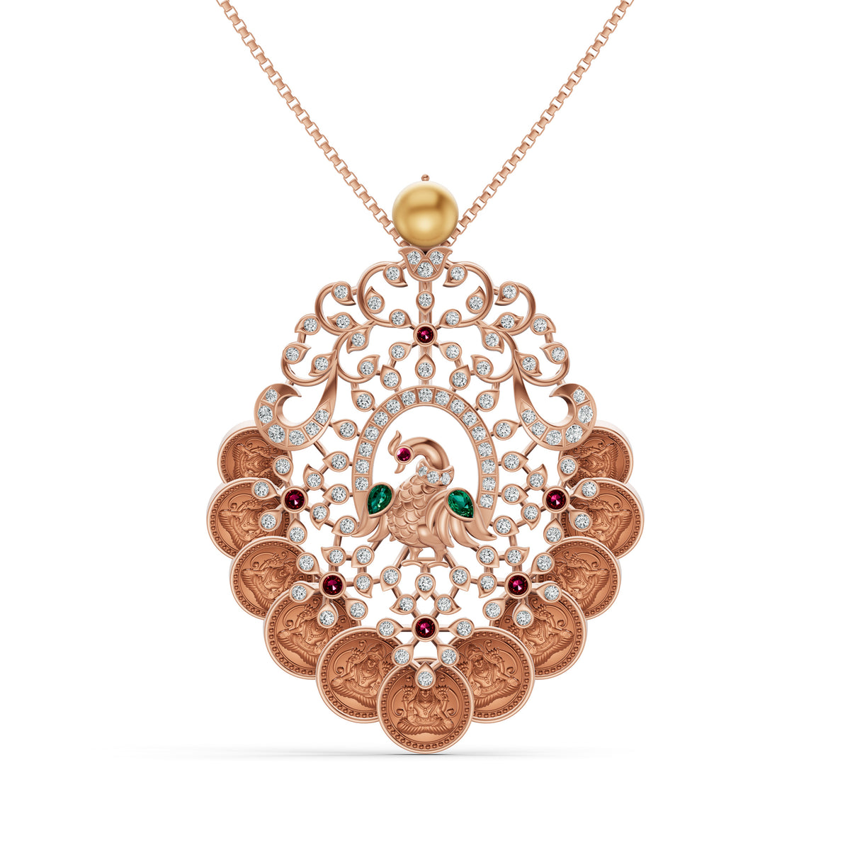 Heritage Peacock Kasu Pendant