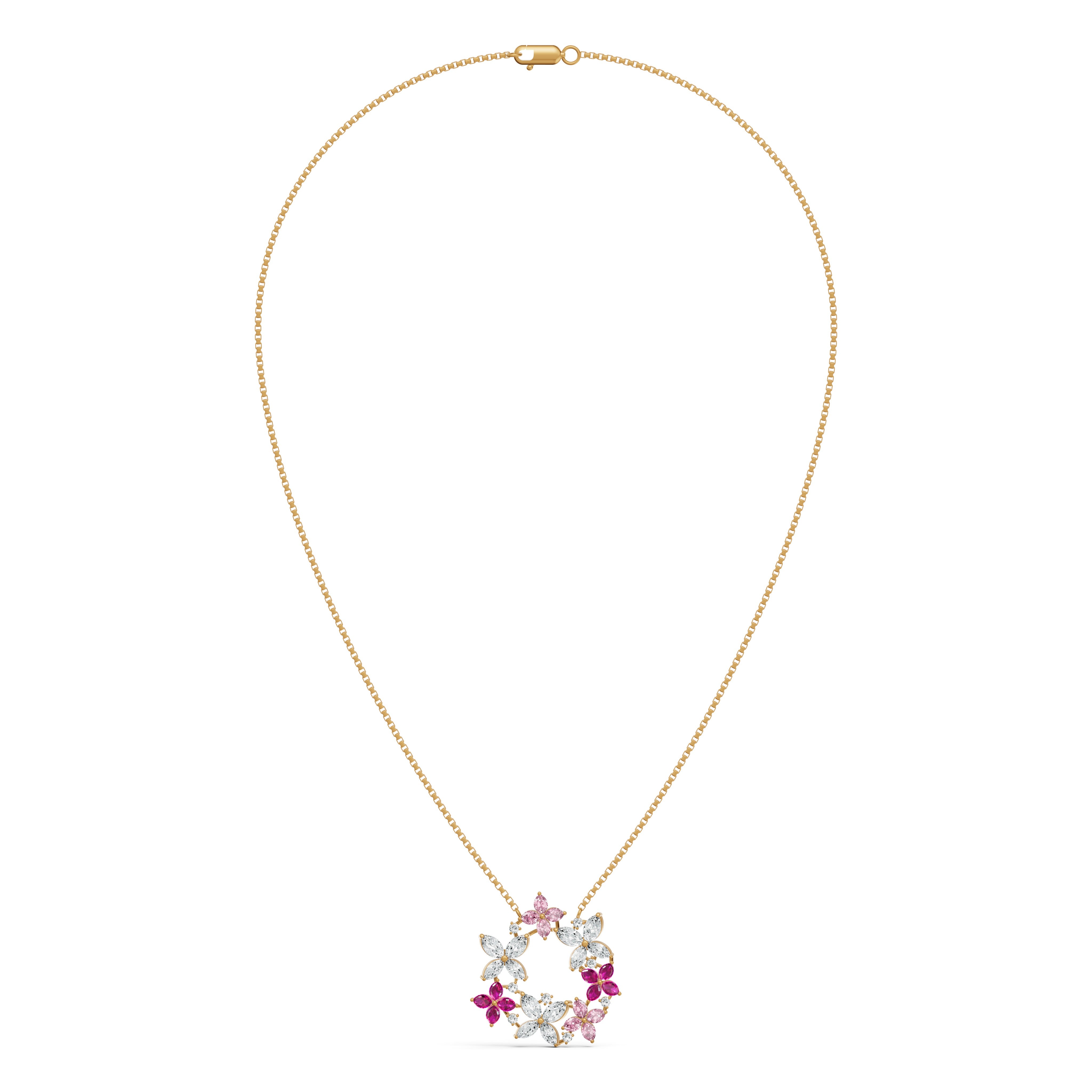 Pink Floral Wreath Diamond Chain