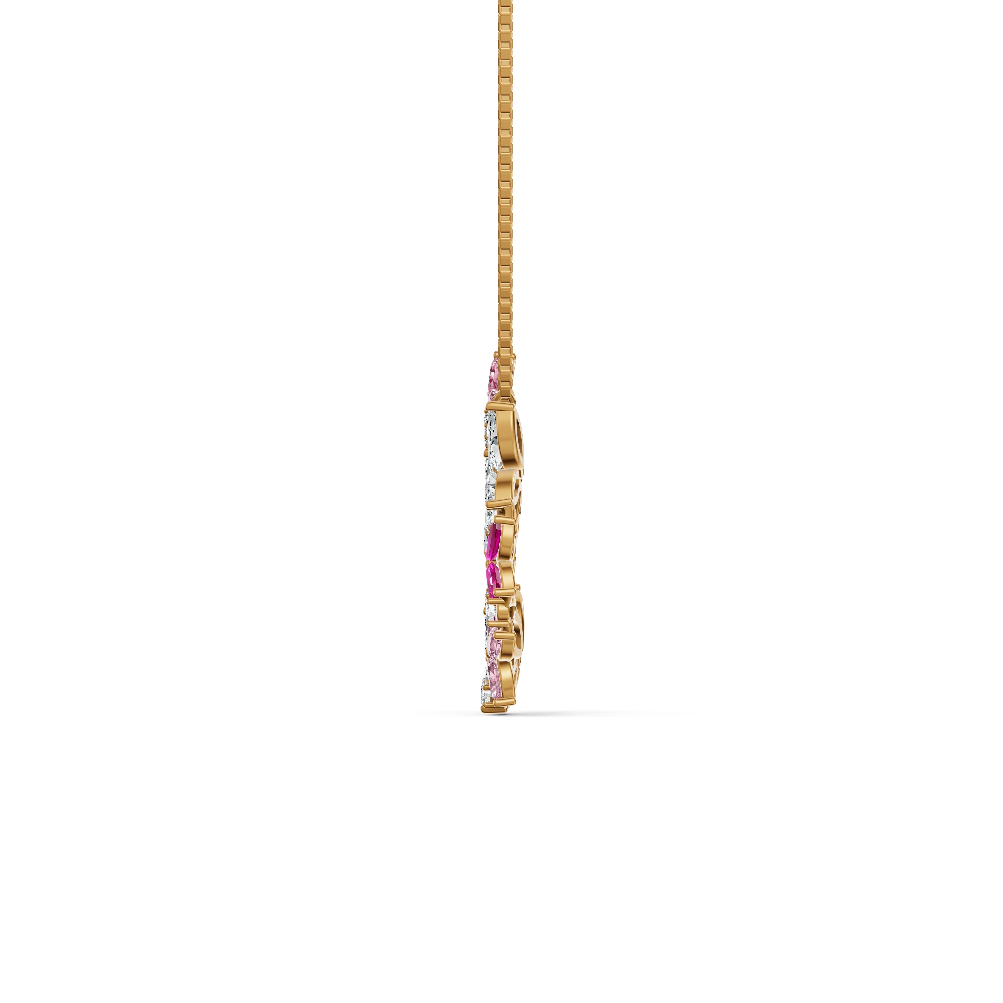 Pink Floral Wreath Diamond Chain