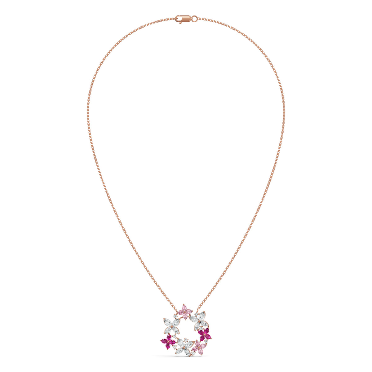 Pink Floral Wreath Diamond Chain