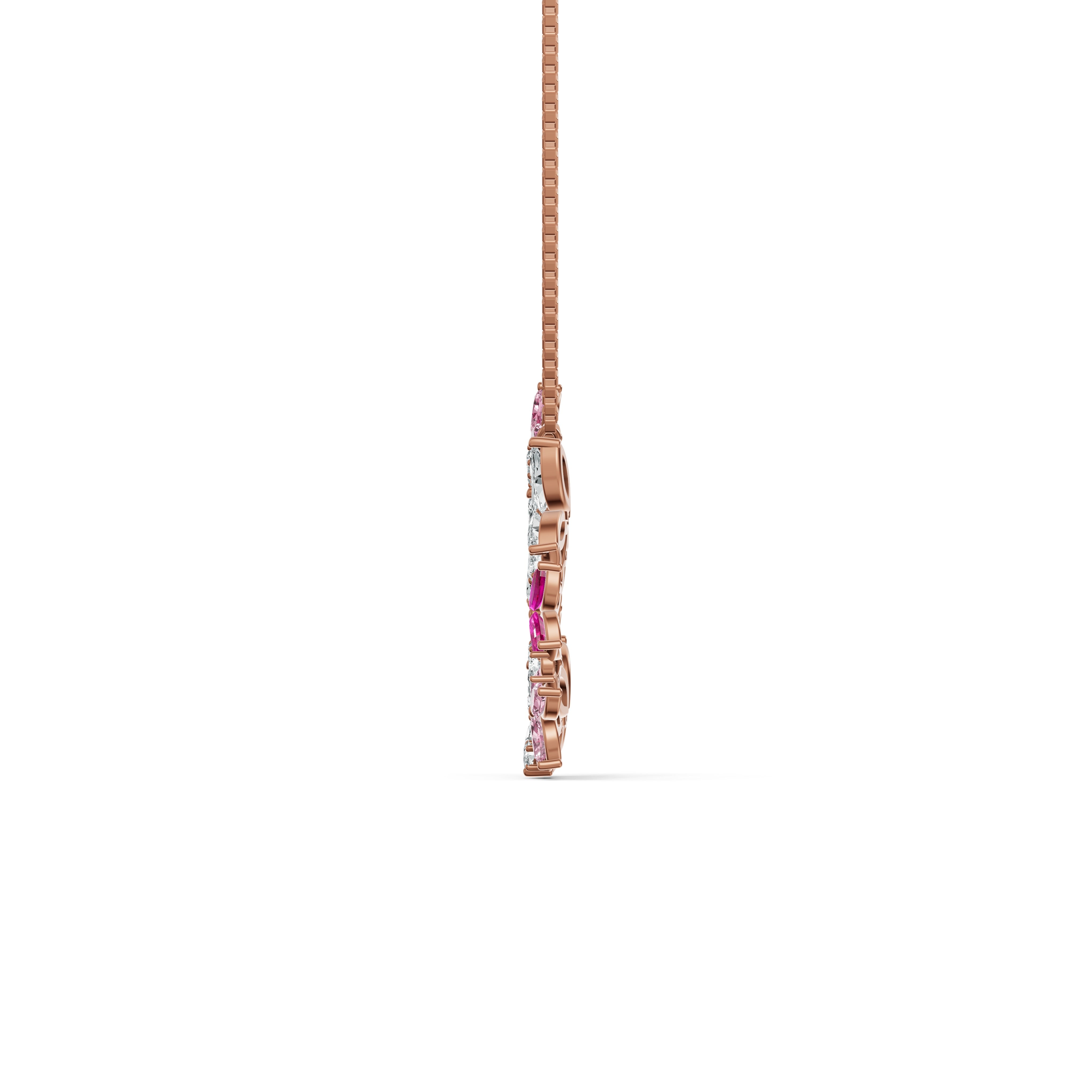 Pink Floral Wreath Diamond Chain
