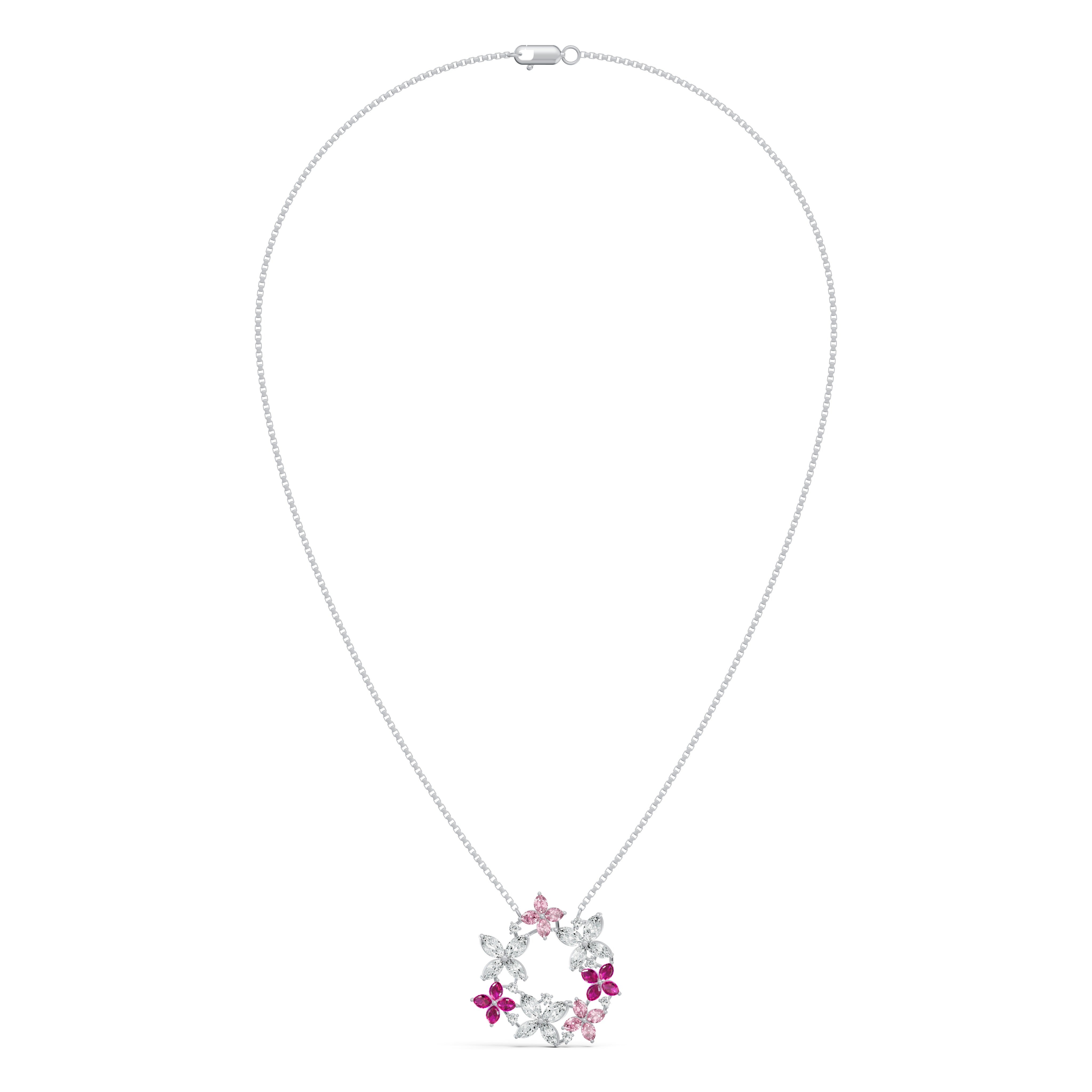 Pink Floral Wreath Diamond Chain