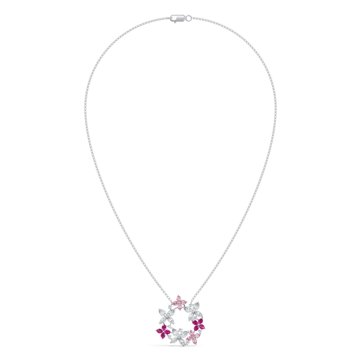 Pink Floral Wreath Diamond Chain