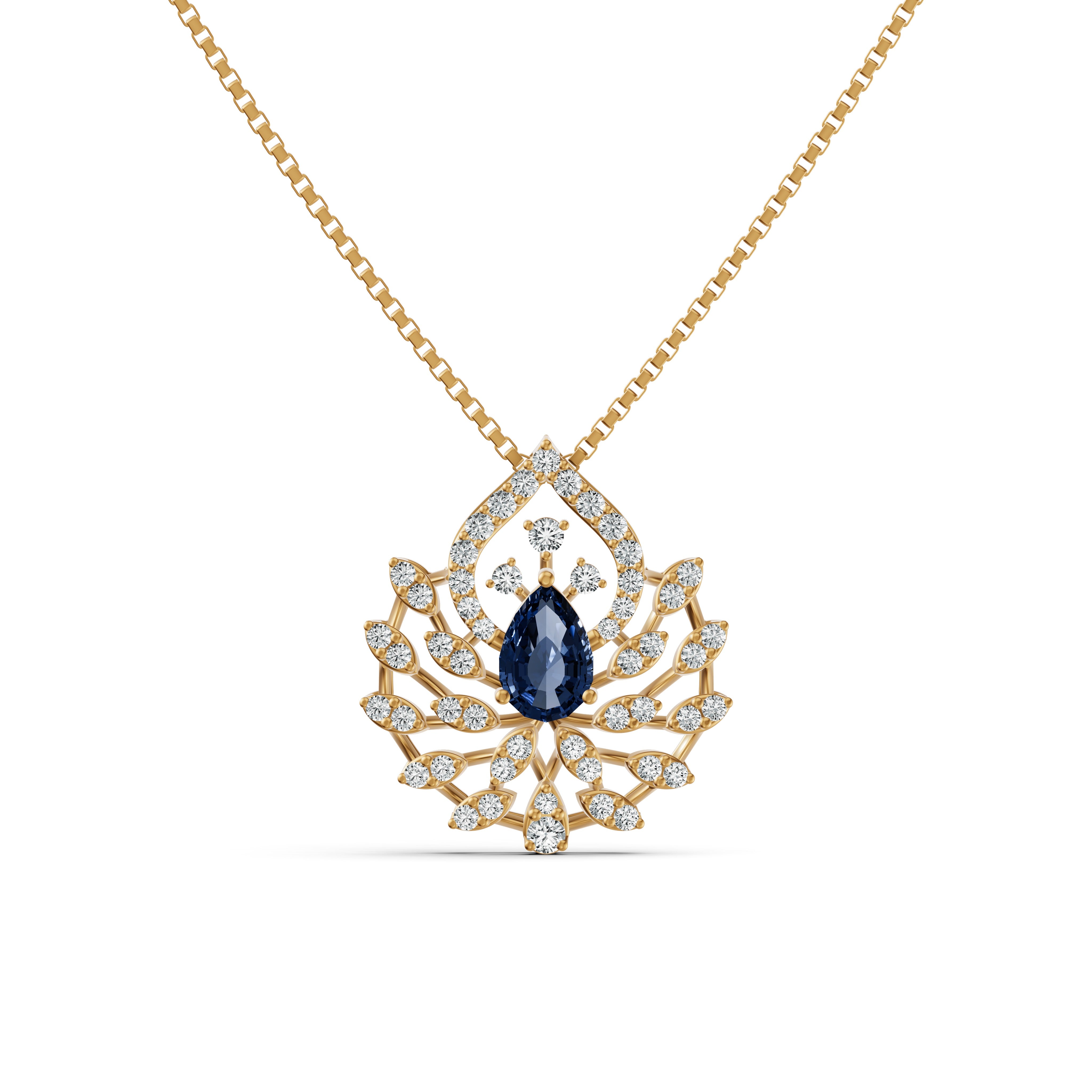 Regal Blue Peacock Diamond Pendant