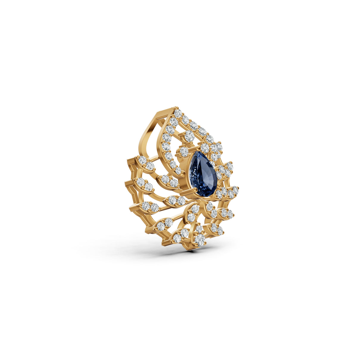 Regal Blue Peacock Diamond Pendant
