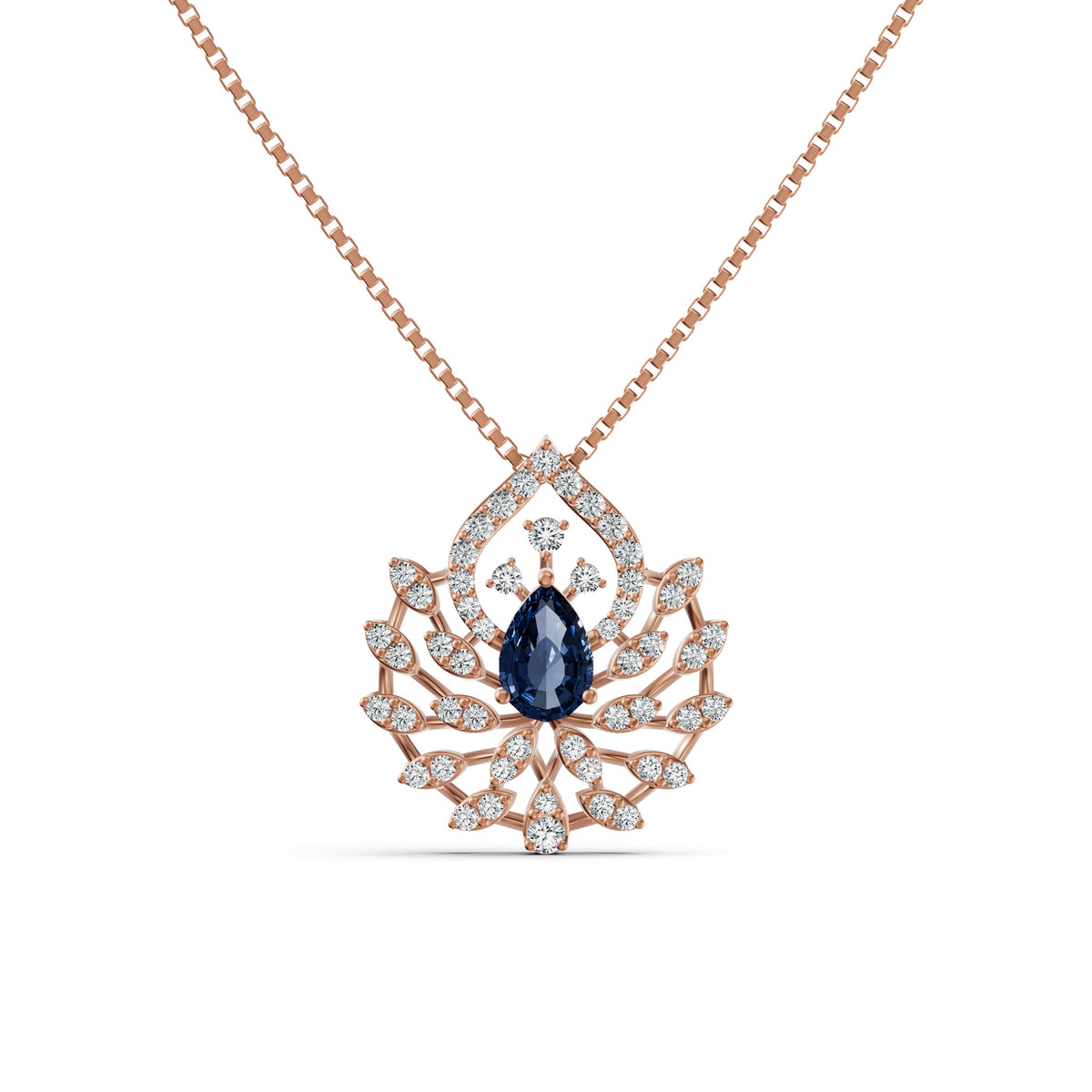 Regal Blue Peacock Diamond Pendant