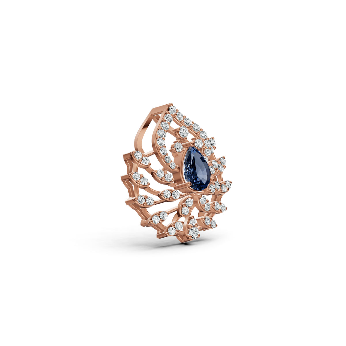 Regal Blue Peacock Diamond Pendant