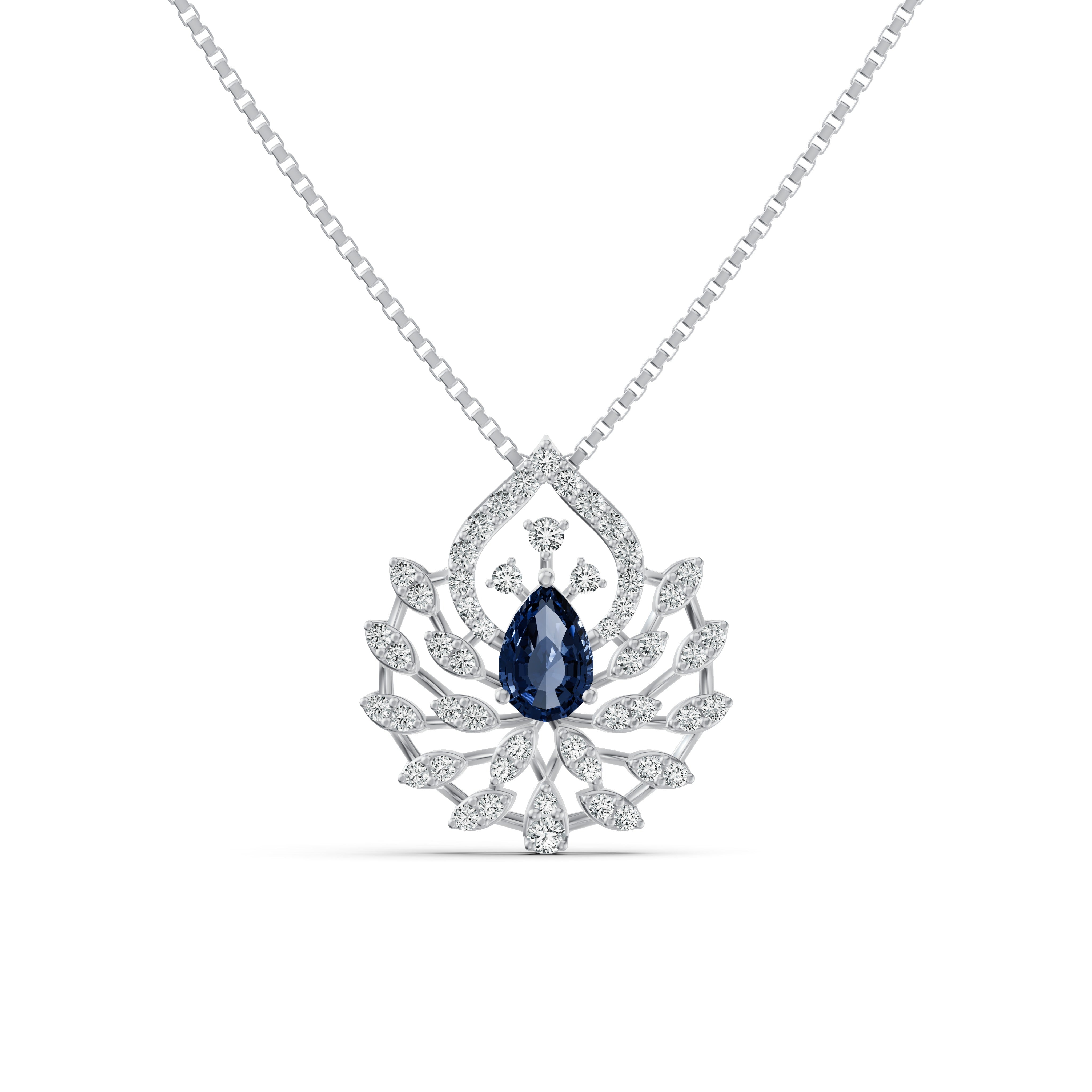 Regal Blue Peacock Diamond Pendant