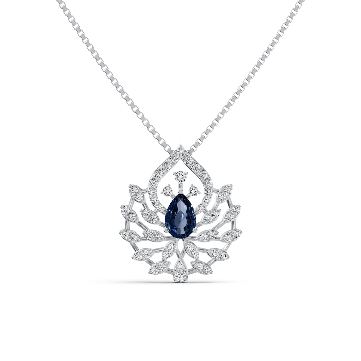 Regal Blue Peacock Diamond Pendant