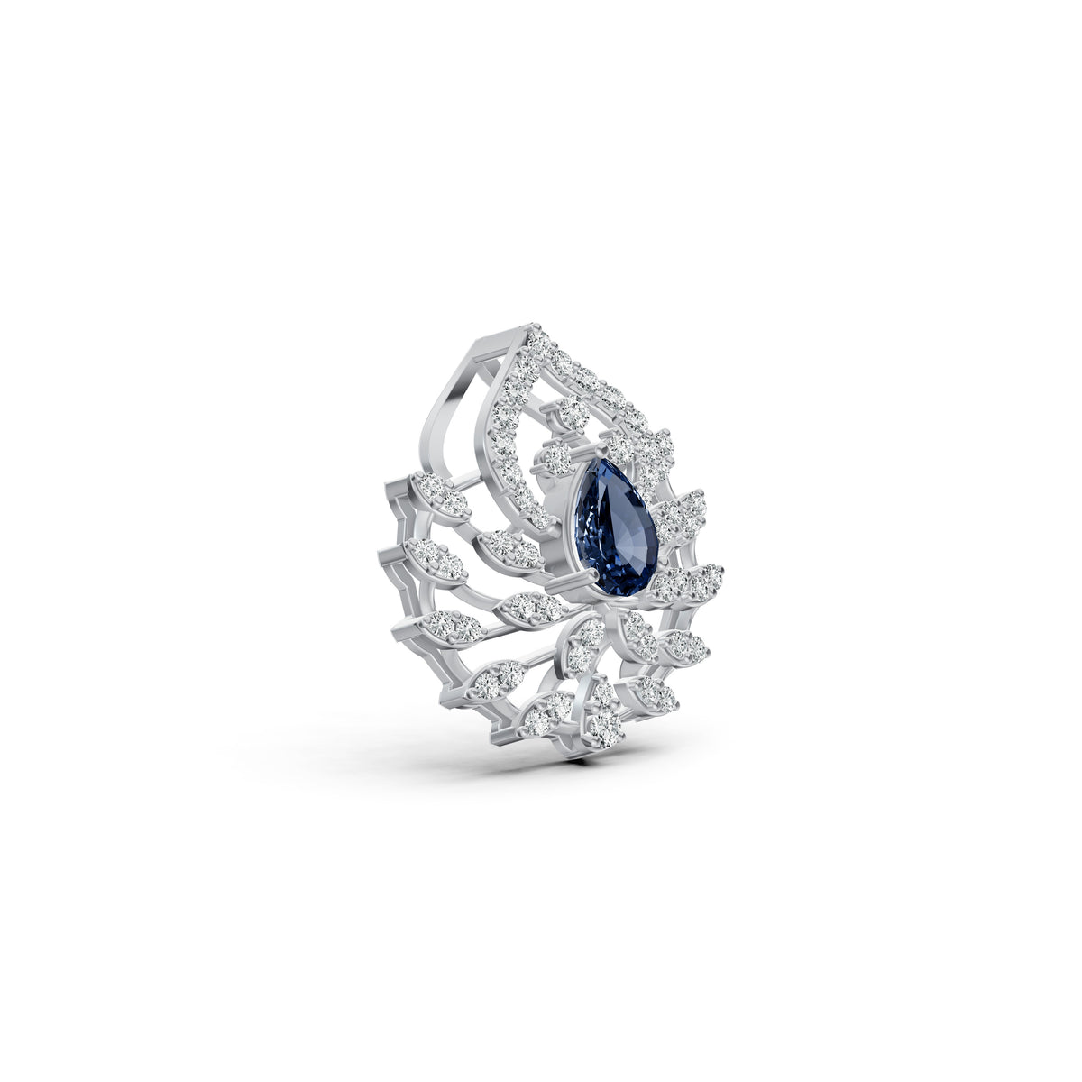 Regal Blue Peacock Diamond Pendant