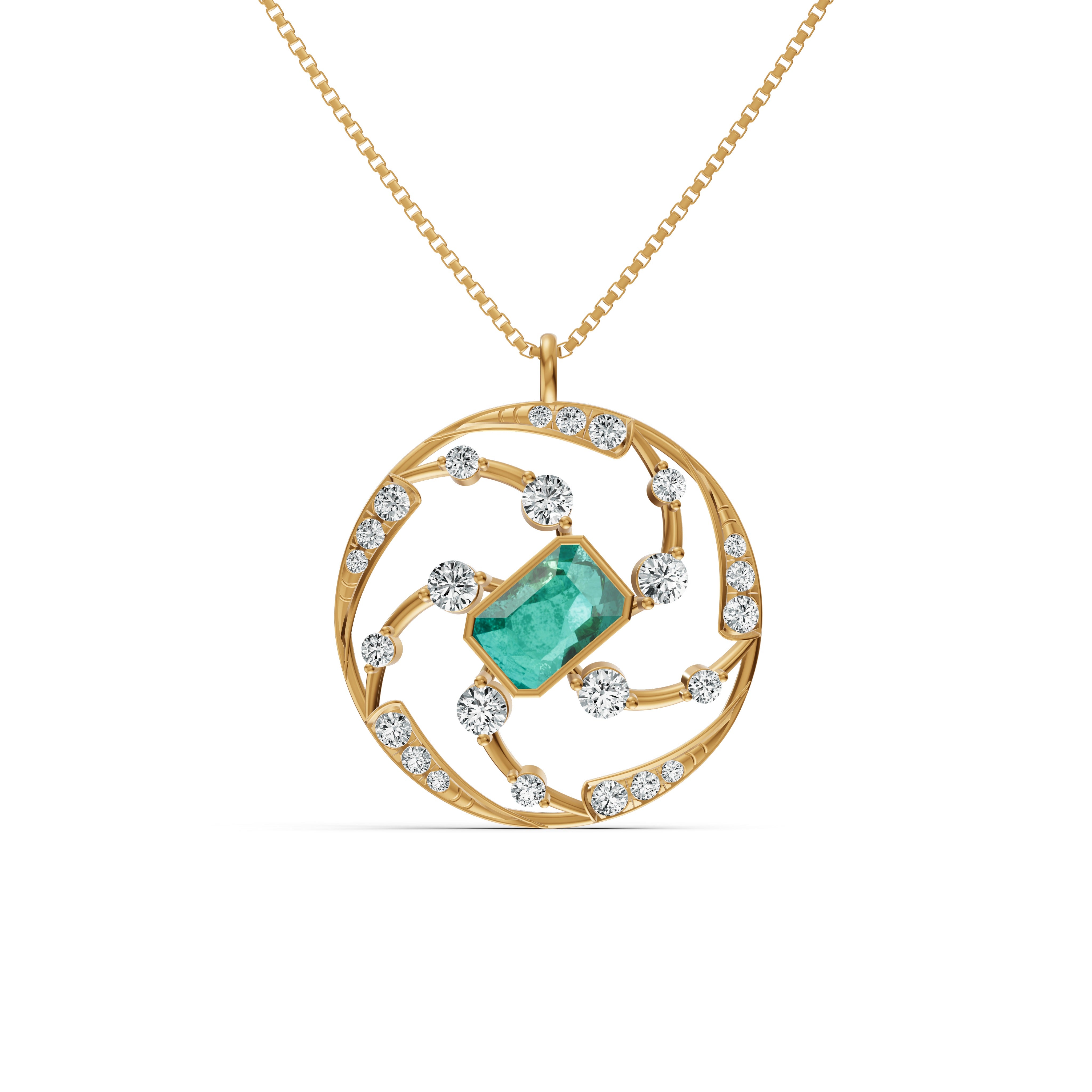 Orbit Gemstone Diamond Pendant