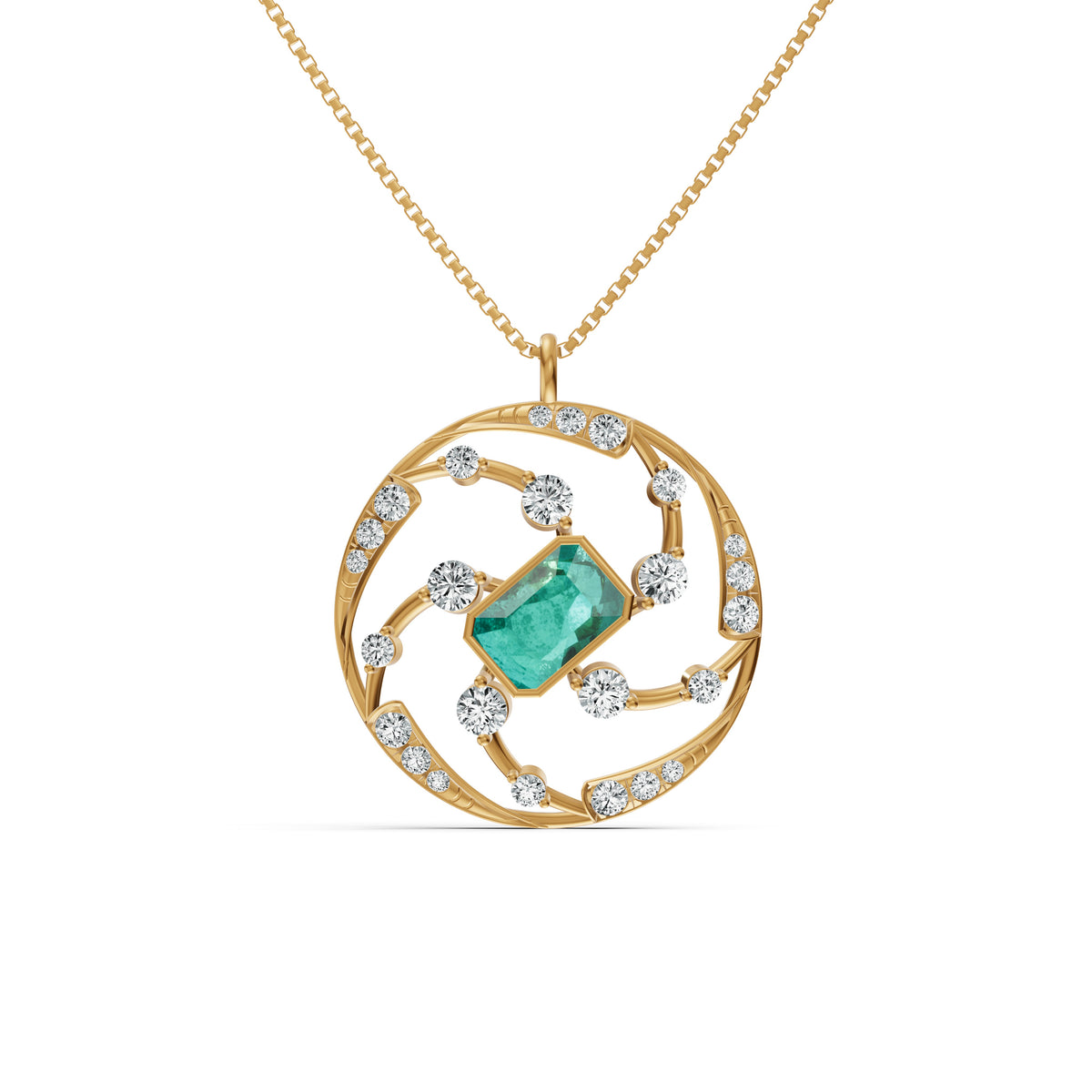 Orbit Gemstone Diamond Pendant