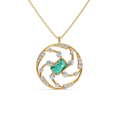 Orbit Gemstone Diamond Pendant