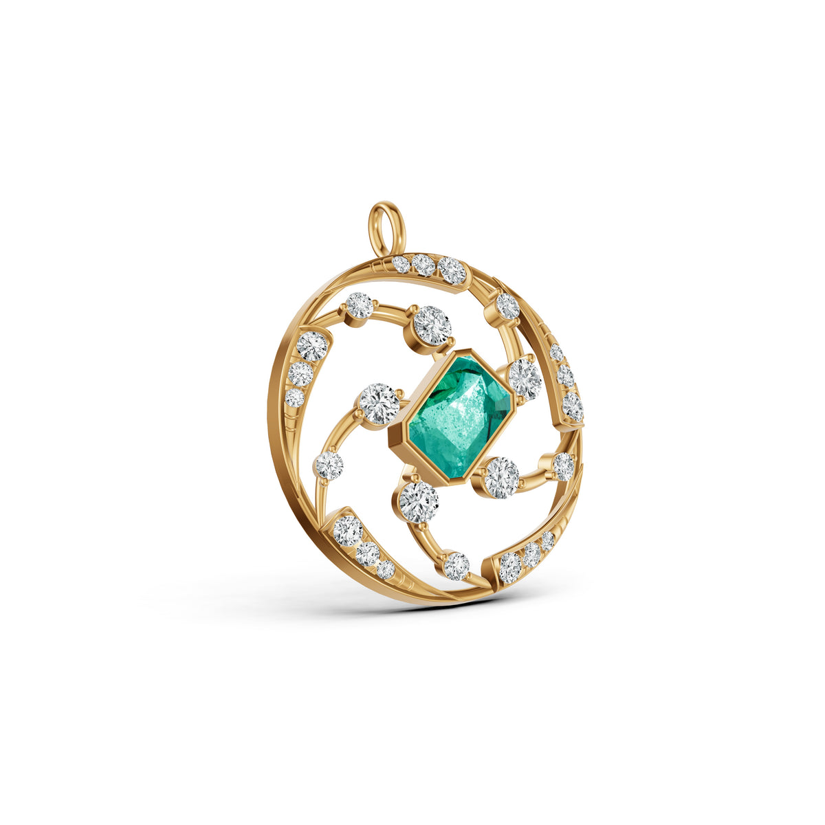 Orbit Gemstone Diamond Pendant