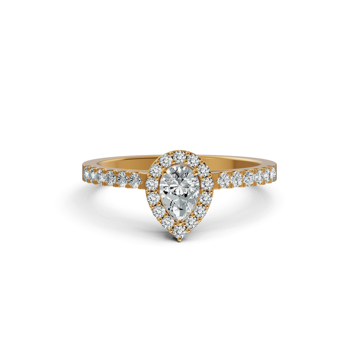 Sparkling Pear Halo Diamond Ring