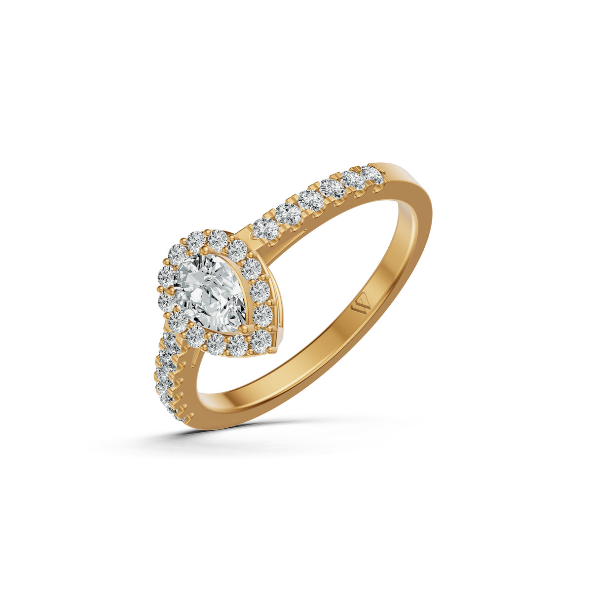 Sparkling Pear Halo Diamond Ring