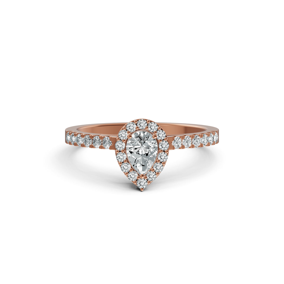 Sparkling Pear Halo Diamond Ring
