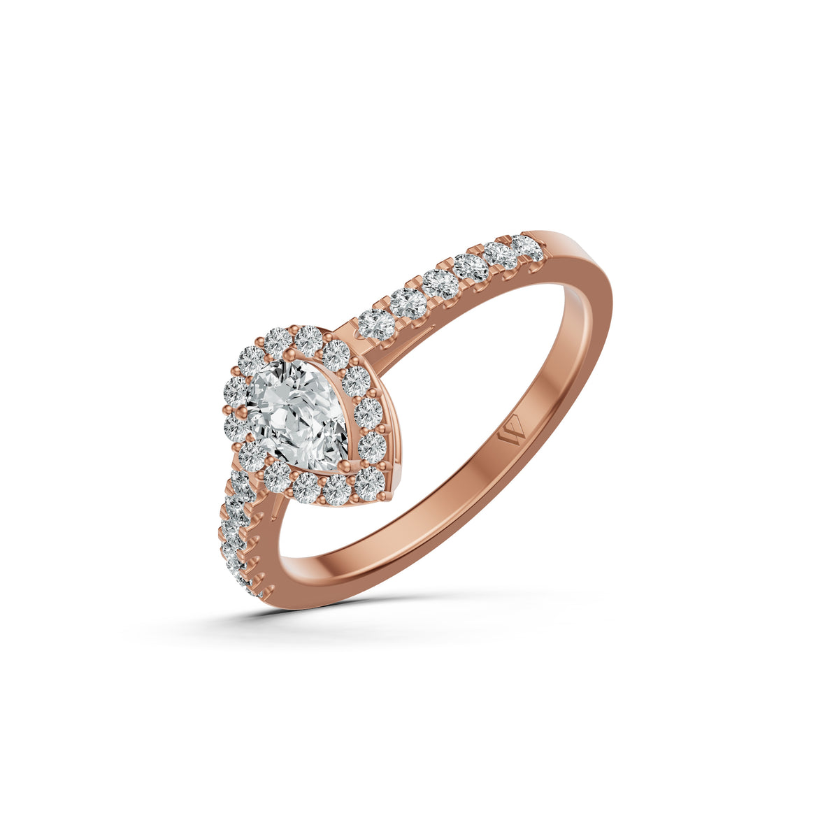 Sparkling Pear Halo Diamond Ring