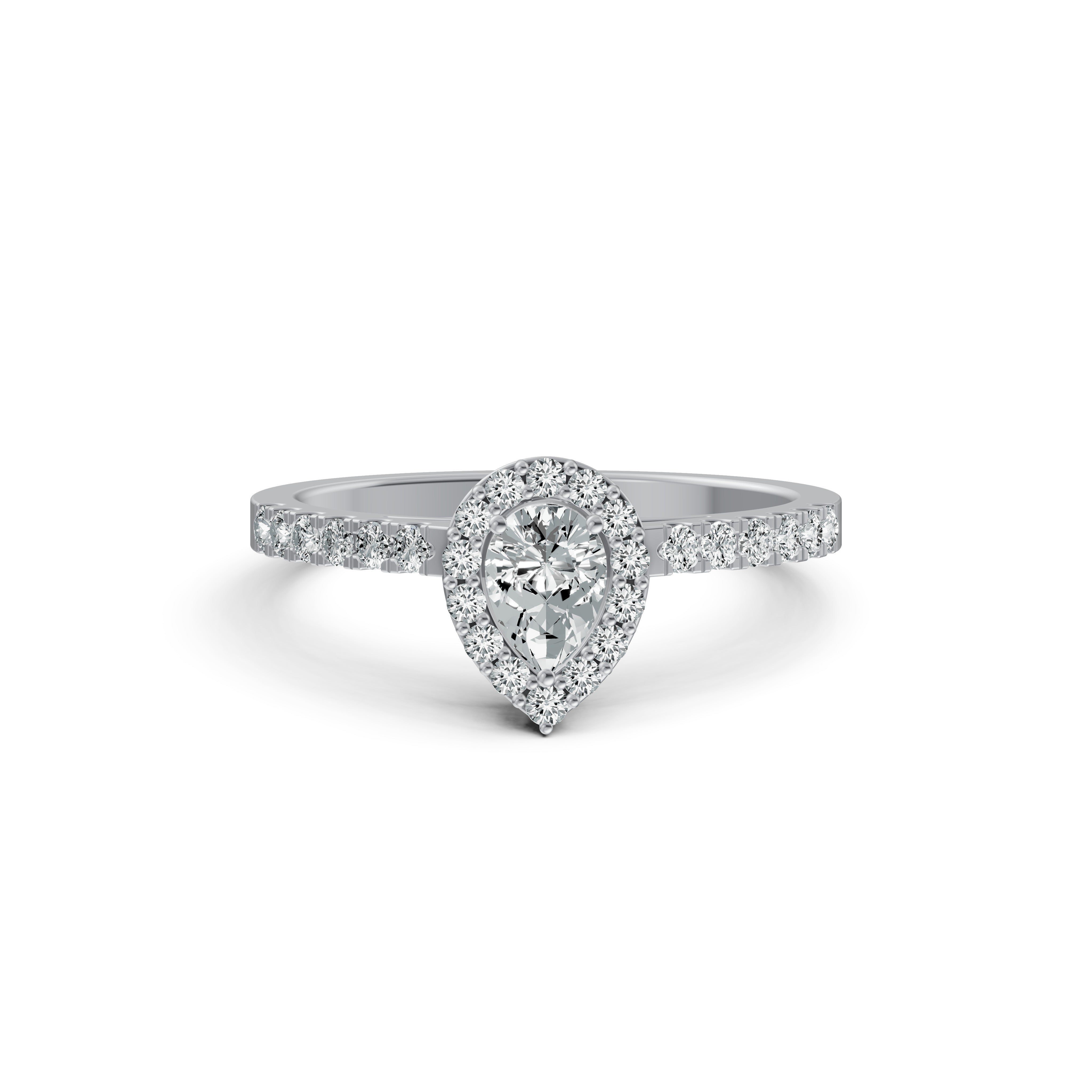Sparkling Pear Halo Diamond Ring