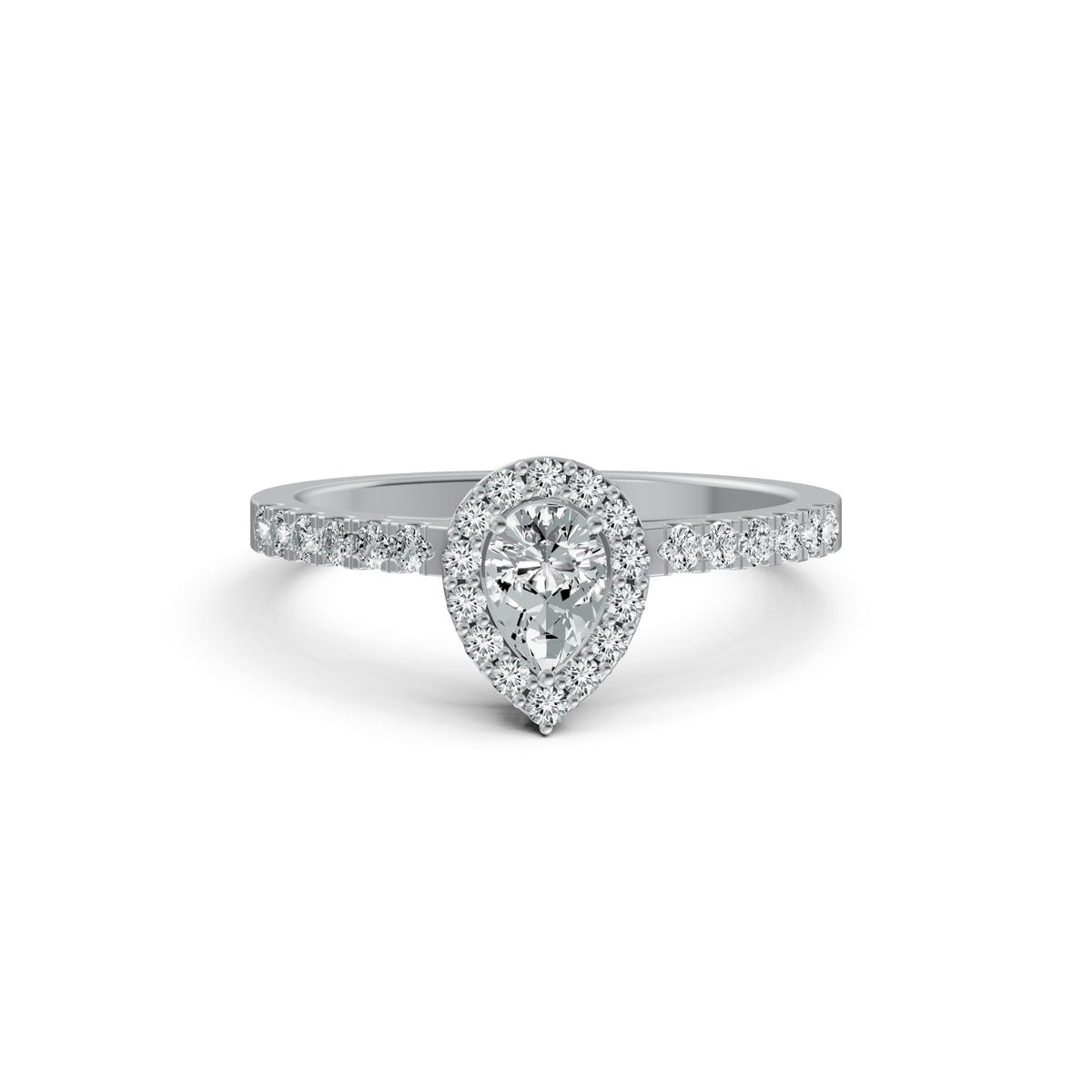 Sparkling Pear Halo Diamond Ring