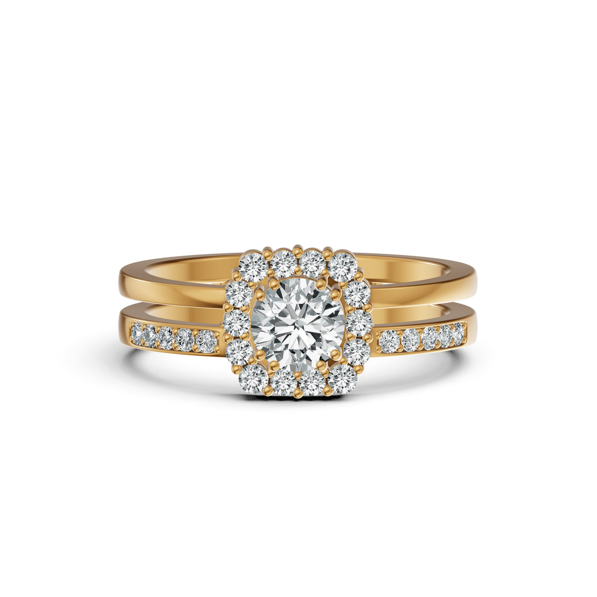 Double Barrel Halo Diamond Ring