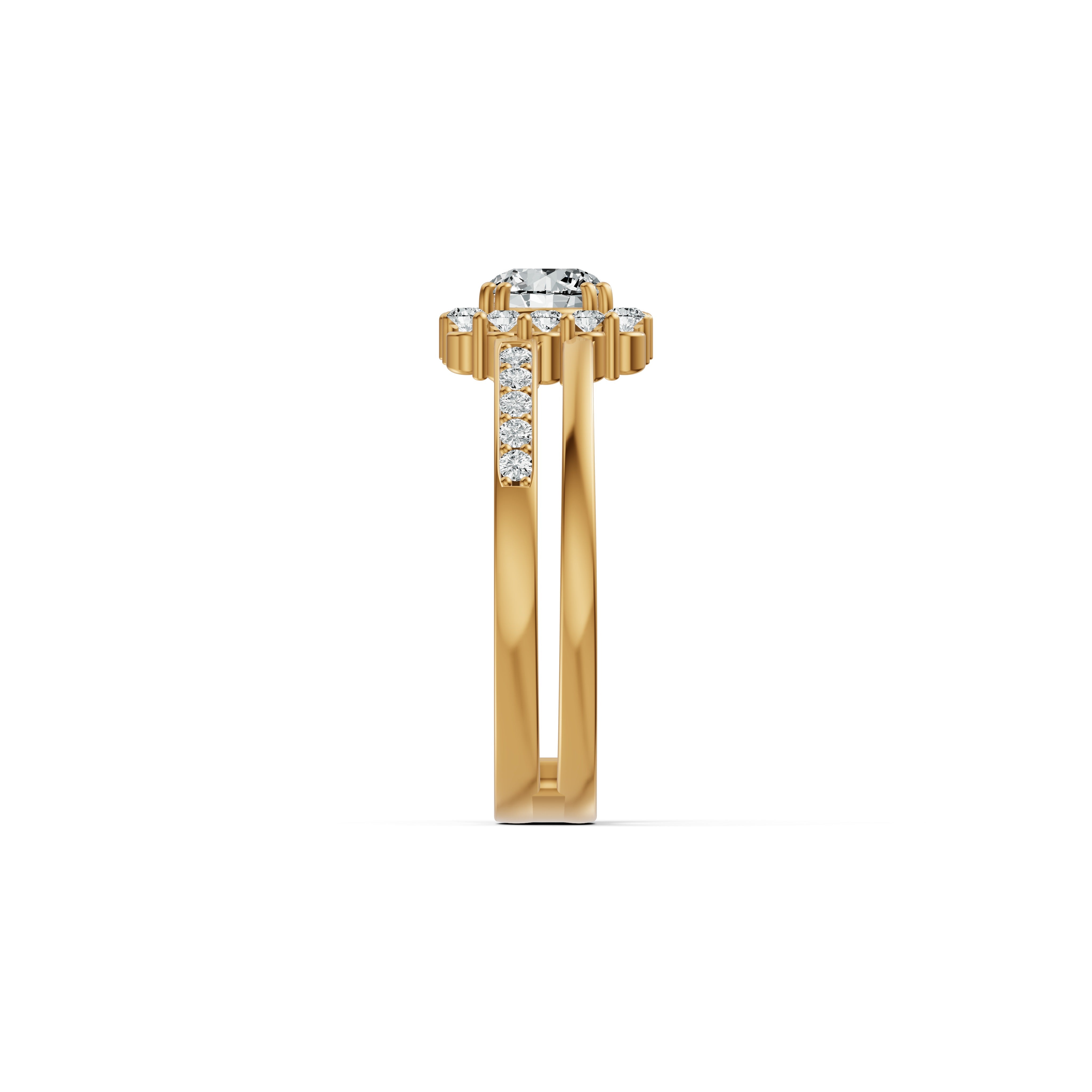 Double Barrel Halo Diamond Ring