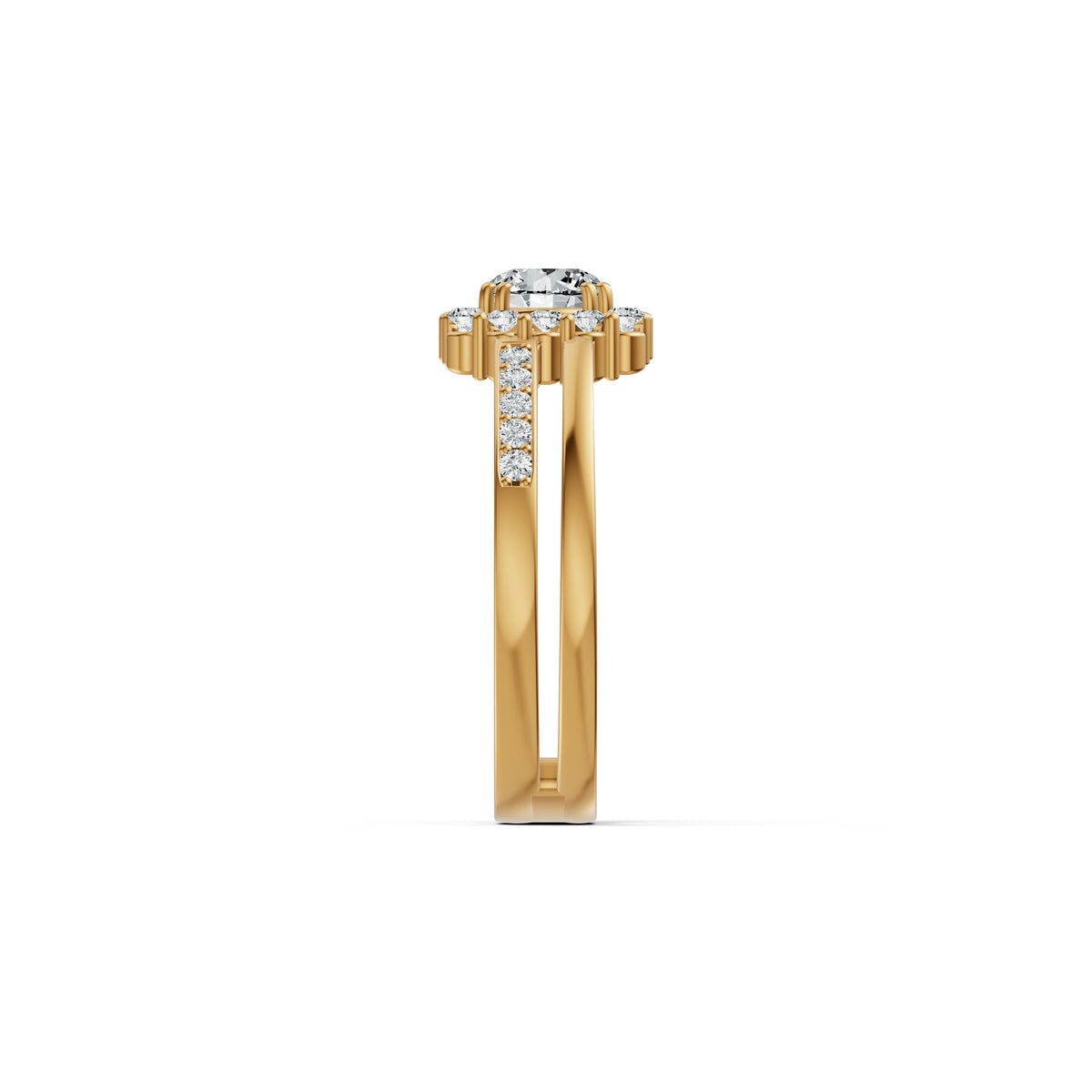 Double Barrel Halo Diamond Ring