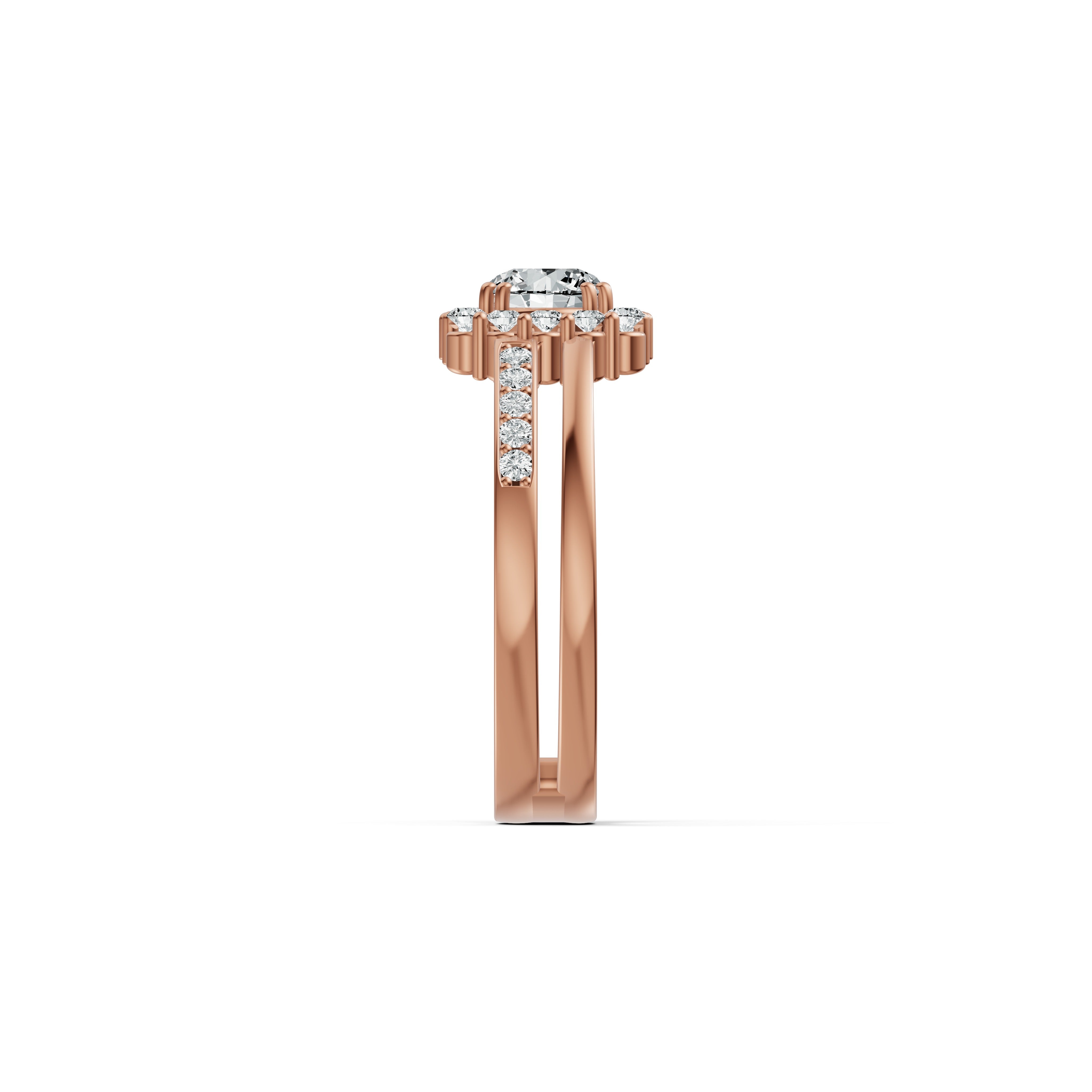 Double Barrel Halo Diamond Ring