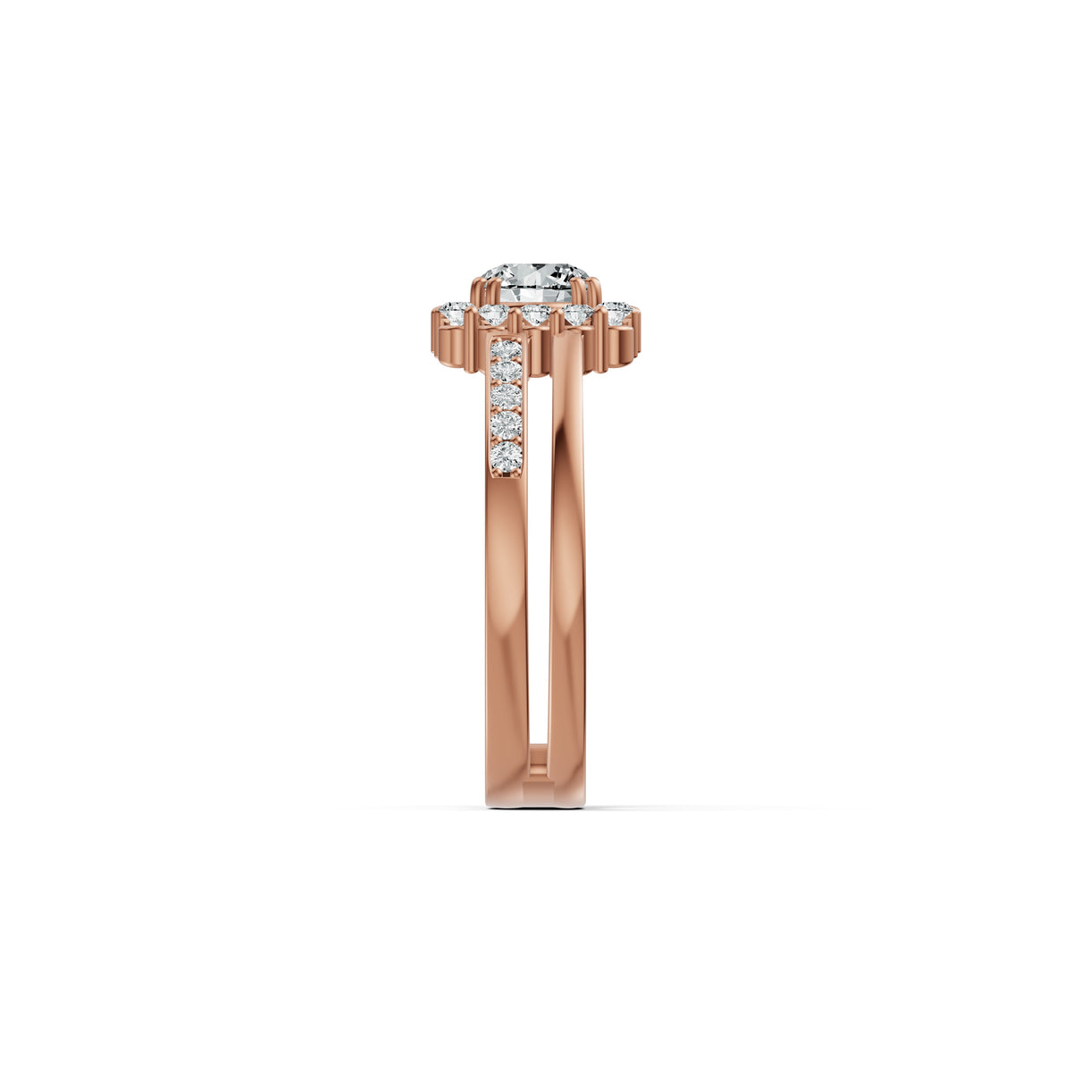 Double Barrel Halo Diamond Ring